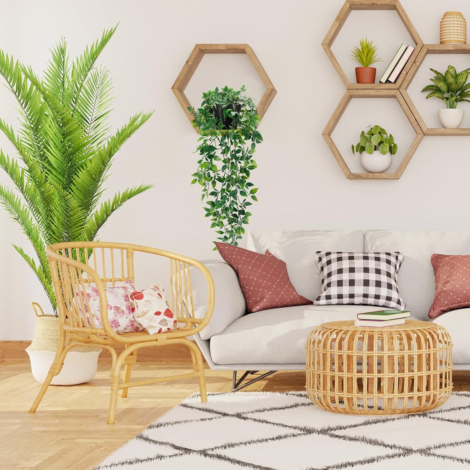 Fake Hanging Plants Artificial Potted Plant Indoor Outdoor Aesthetic Shelf Decor