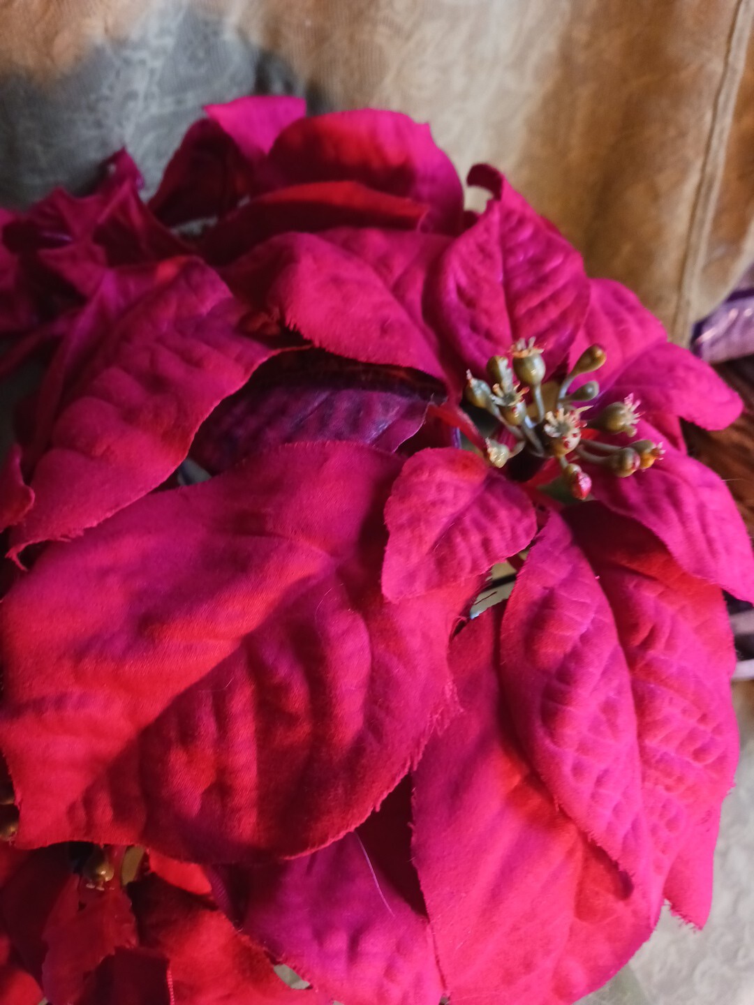 Poinsettia In Pot Artificial Floral Holiday Decor Decoration 15″ Christmas Red