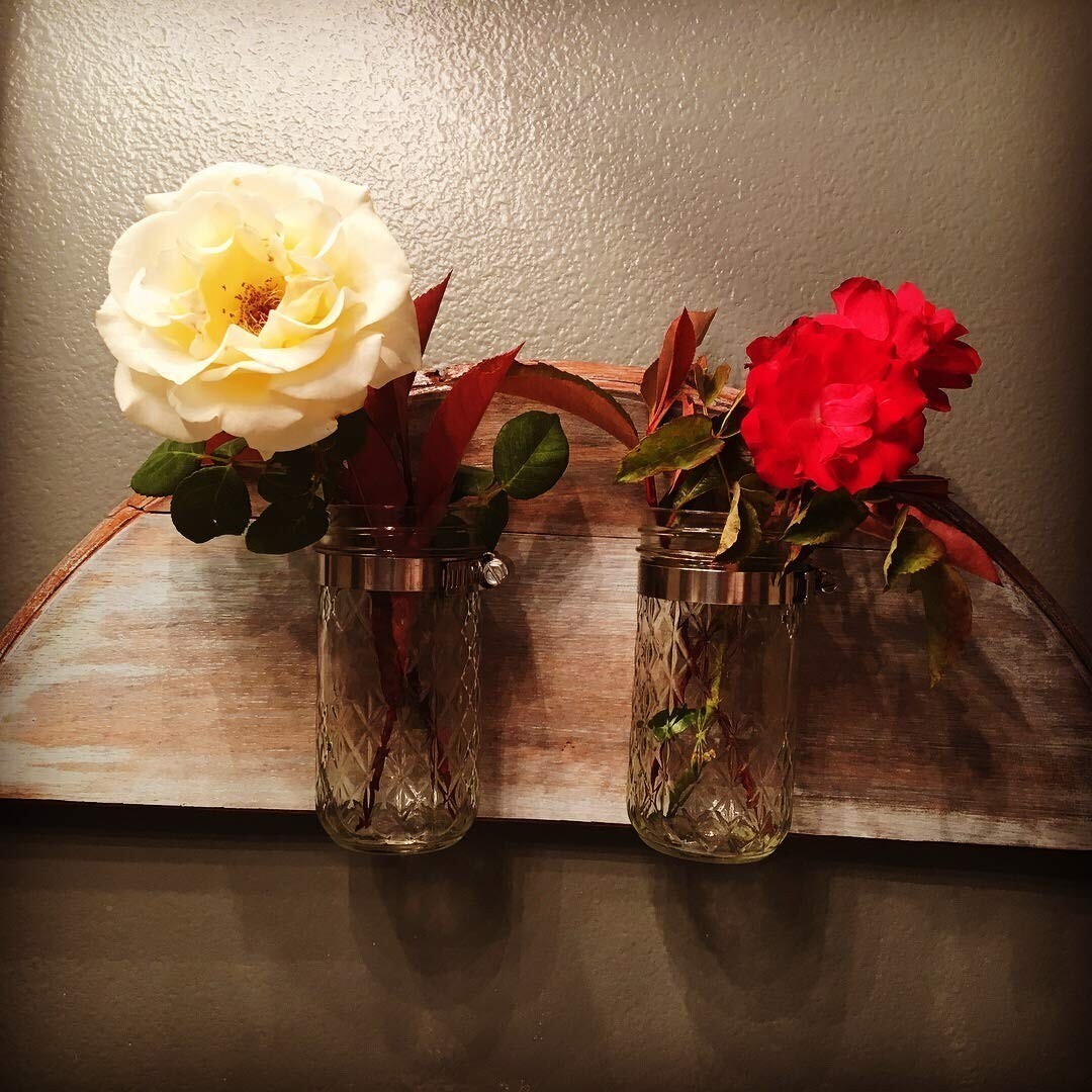 Decorative Mason Jar Holder handmade with Half Wine Barrel Cap — FREE SHIPPING!