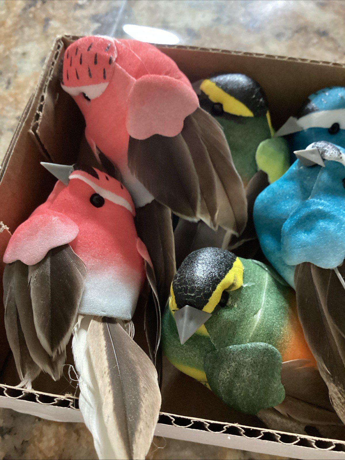 Artificial Foam & Feather Mini Birds 3” DIY Crafts Decorations Set Of 12 NIB