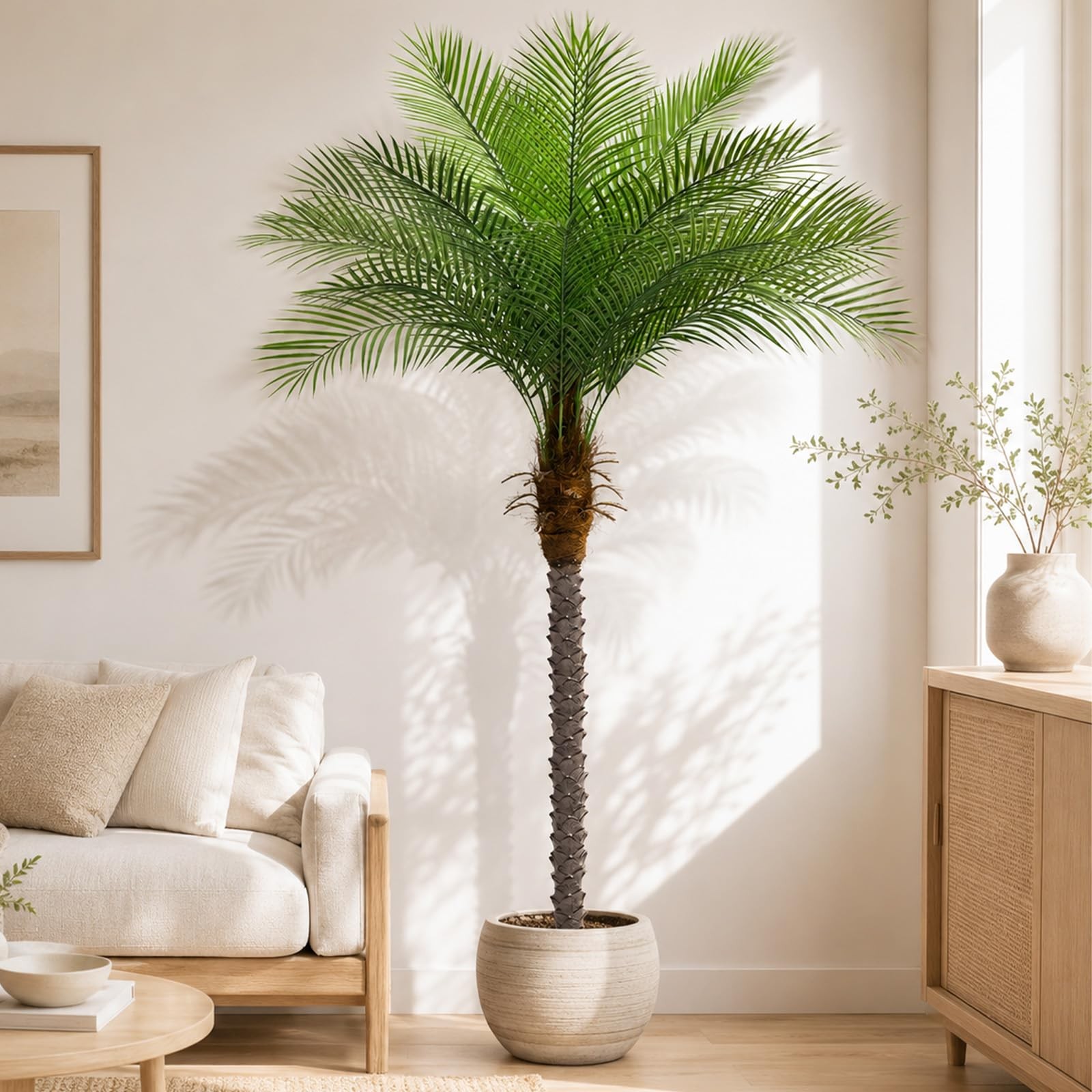 7ft Artificial Phoenix Palm Tree, Faux Coconut Silk Tropical Fake Palm Plant …