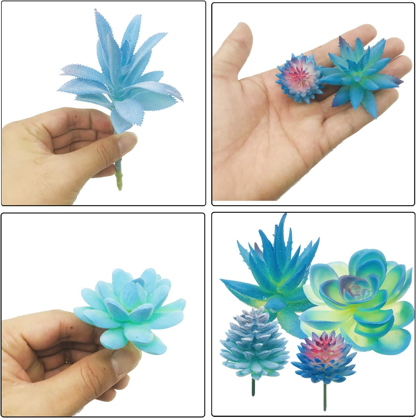 10 PCS Artificial Succulent Plants, Blue Fake Succulent, Unpotted Faux