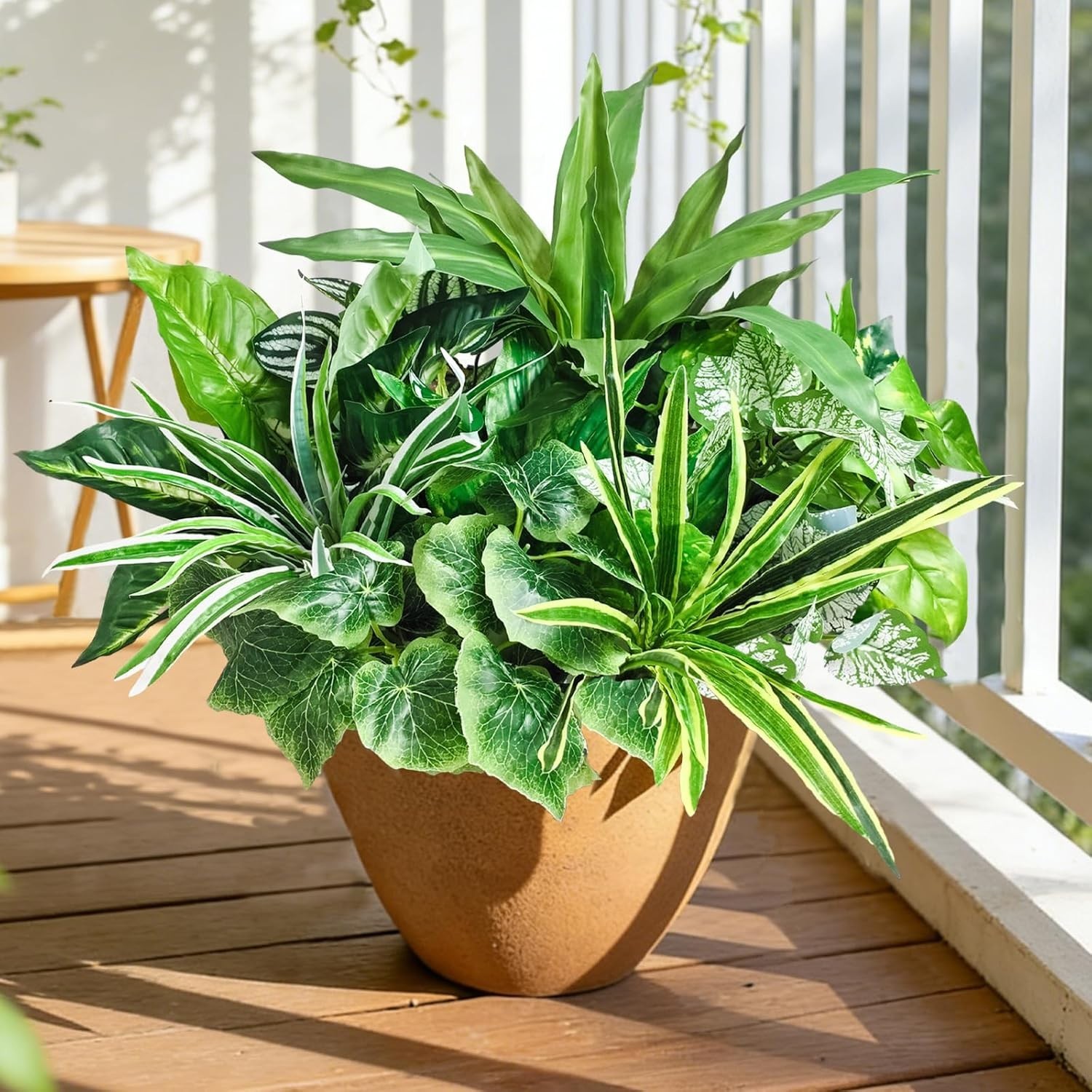 Artificial Plants for Outdoors Faux Greenery Leaves UV Resistant Realistic Pl…