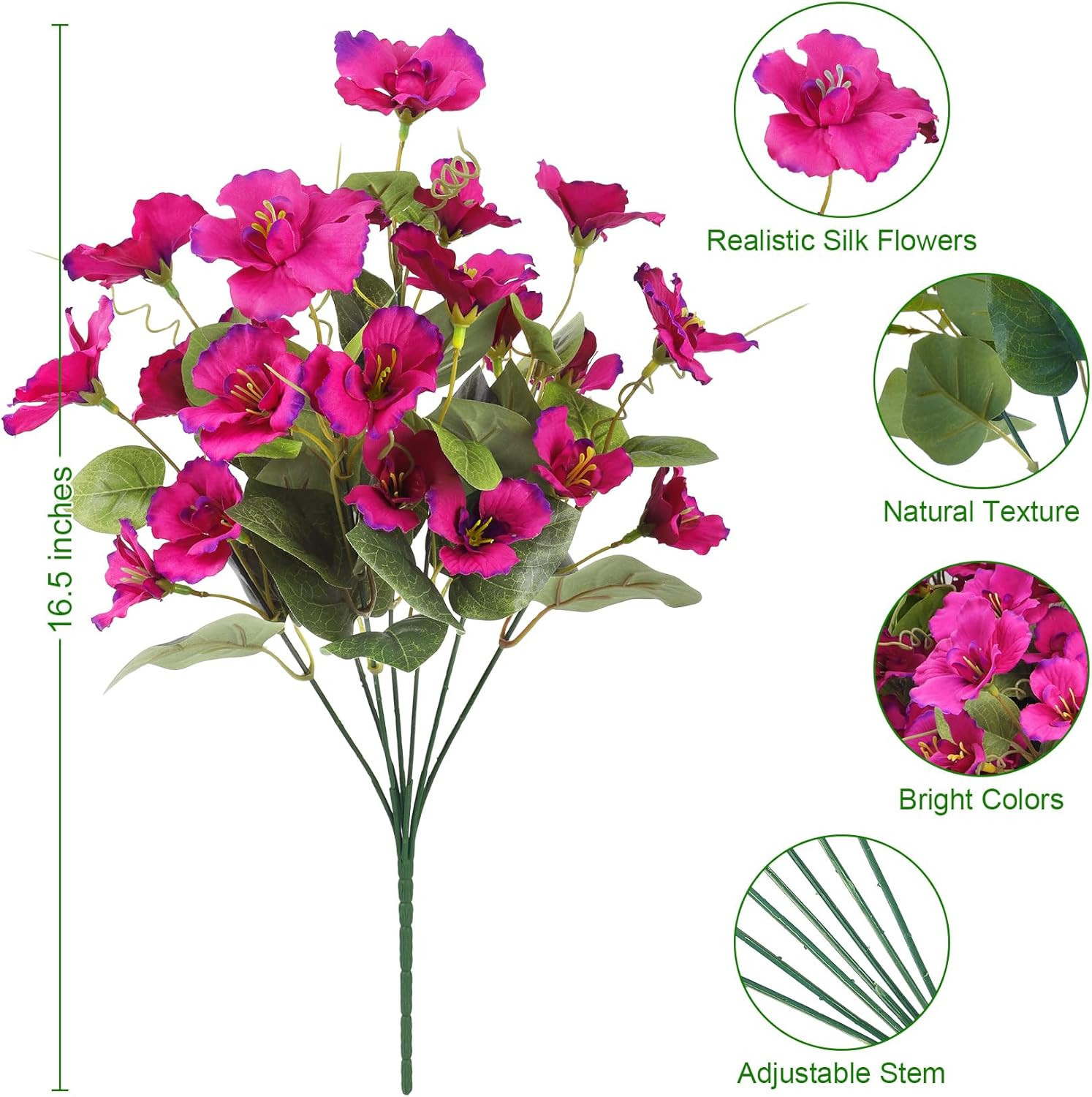 8 Bundles Artificial Hibiscus Flowers for Outdoors Decoration, Faux Silk Flowers