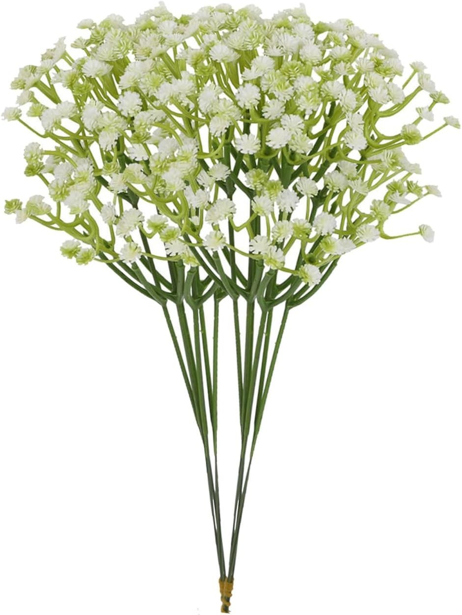 Artificial Babys Breath 12PC Plastic Faux White Flowers Wedding Home Party De…