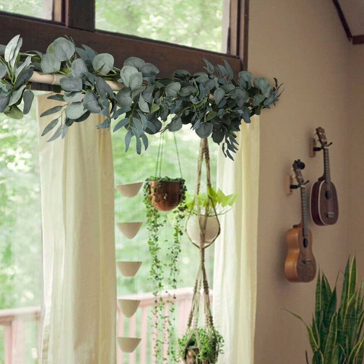 Fake Artificial Eucalyptus Garland Wreath Greenery Leaf Vine Wedding Plant Decor