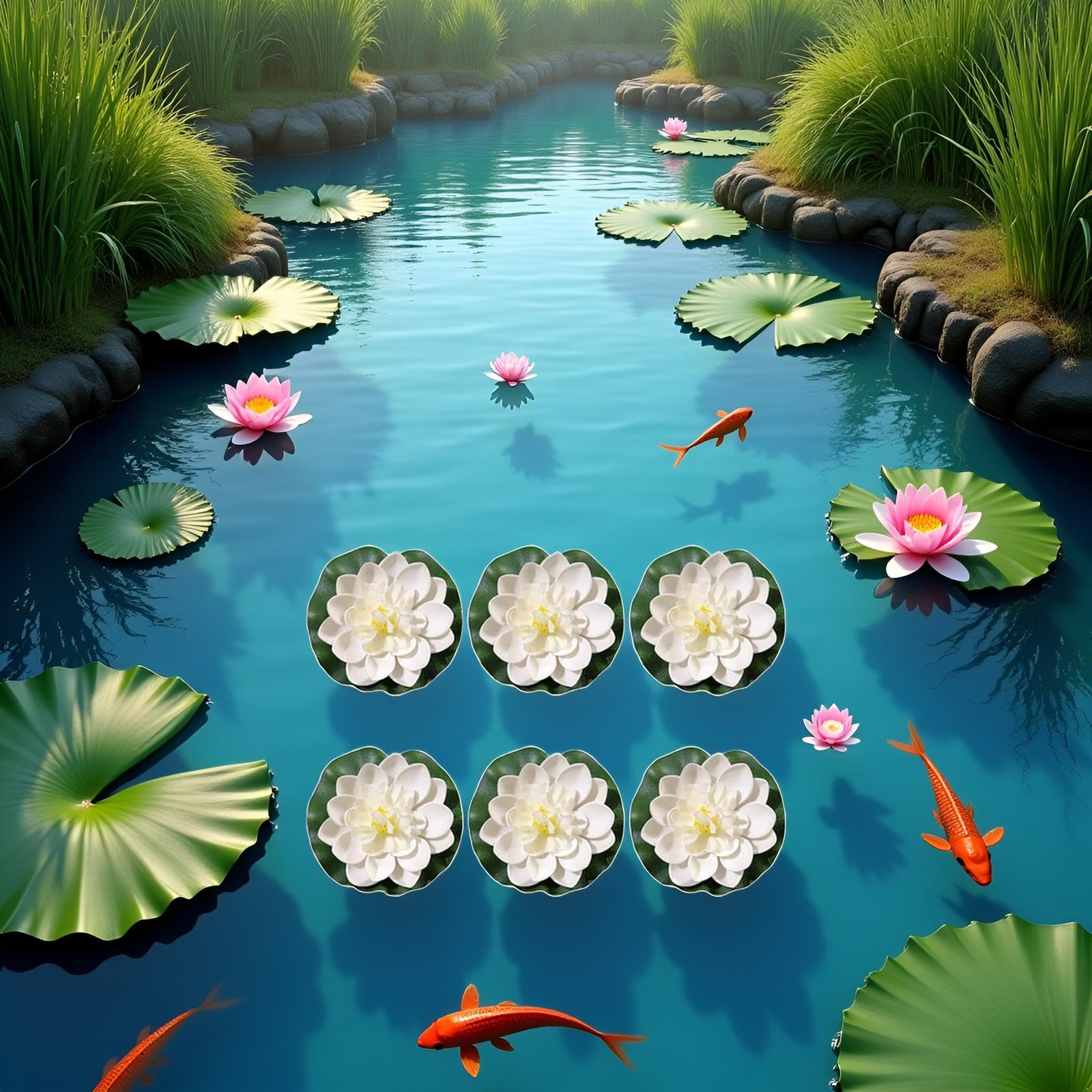 Tnyvm 6 Pcs White Artificial Lotus Flowers Large Floating Lotus Faux Water Li…
