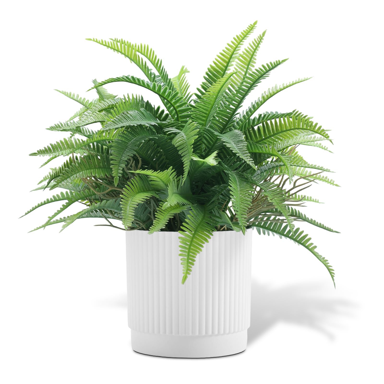 Small Fake Plant 12.2″ Fern Potted Artificial Plants for Shelf Desk Home Bath…