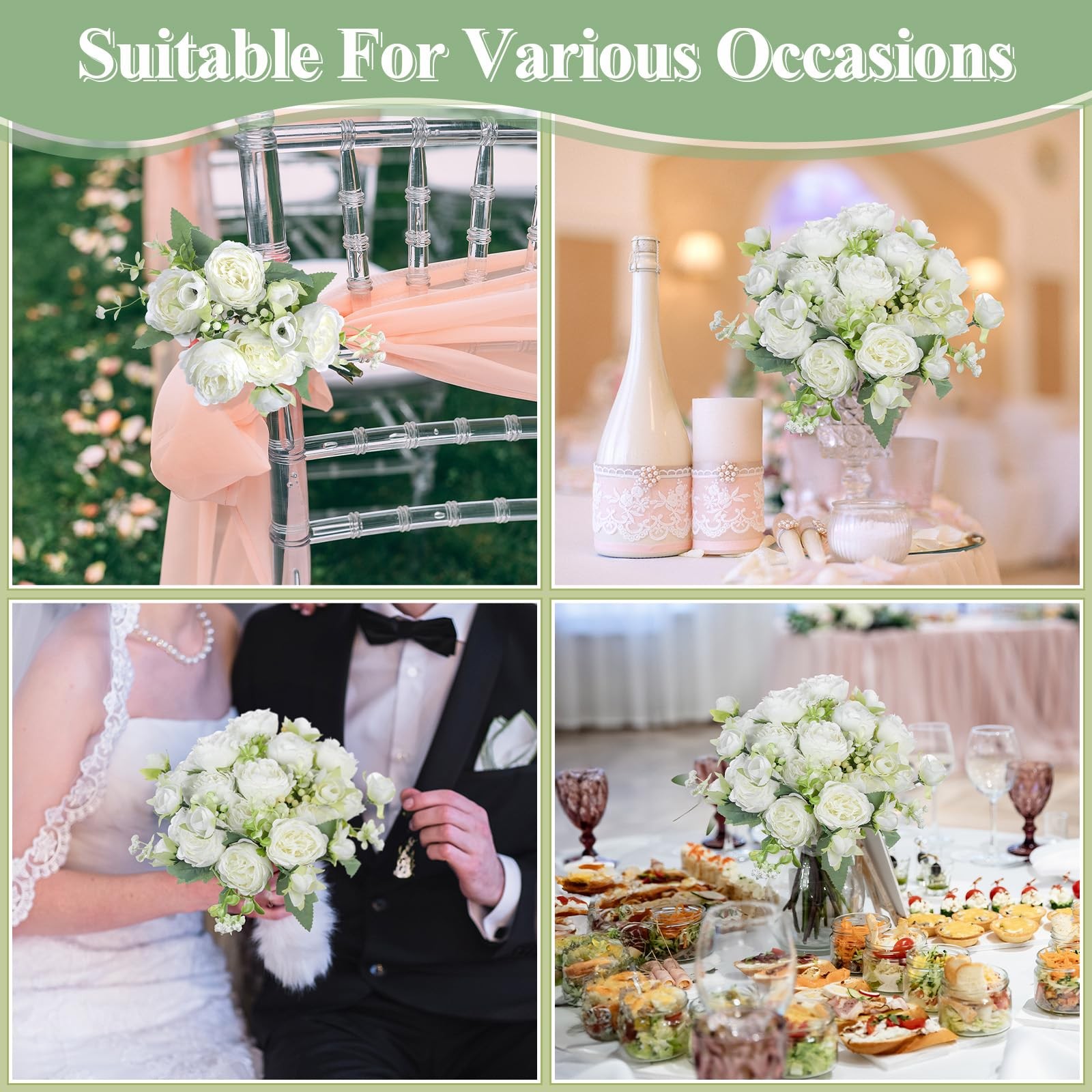 4 Bundles Peonies Artificial Flowers Faux Peonies Wedding Artificial Flower B…