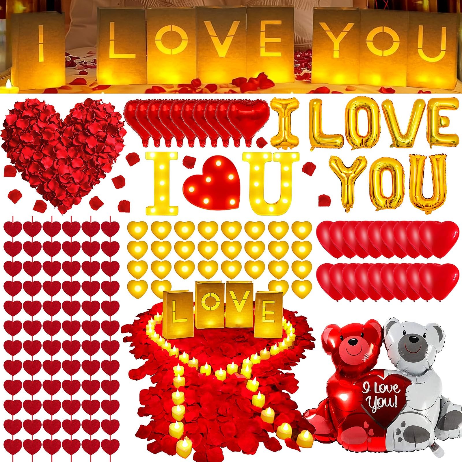 6000+PCS Rose Petals and Candles Set for Romantic Decorations Special Night -…