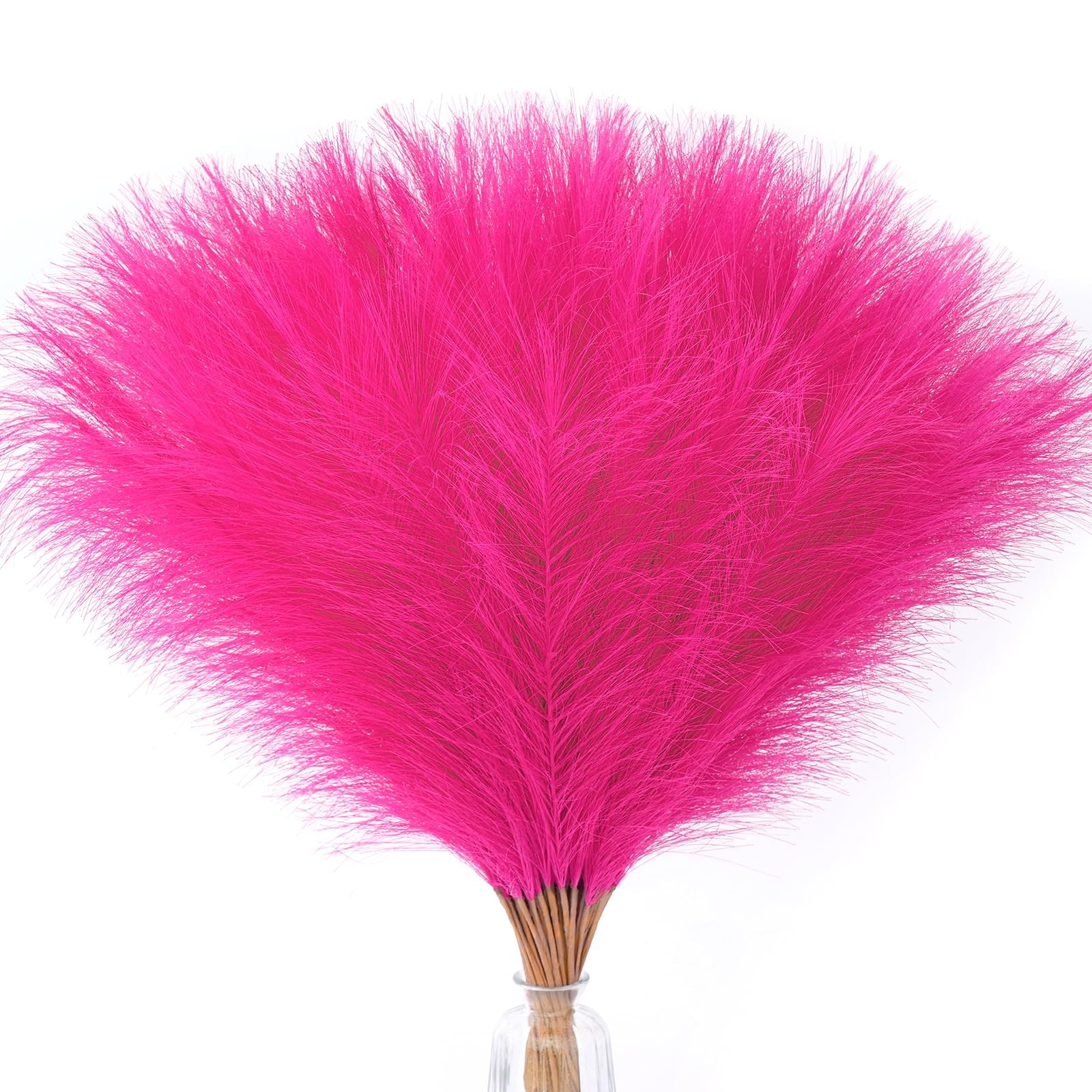 60Pcs Hot Pink Pampas Grass Decor, 17.7” Faux Pampas Grass, Artificial Pampa…