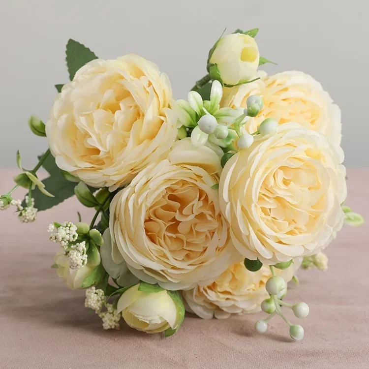 30cm Rose Pink Silk Peony Bouquet Artificial Flower Wedding Home Party Decor