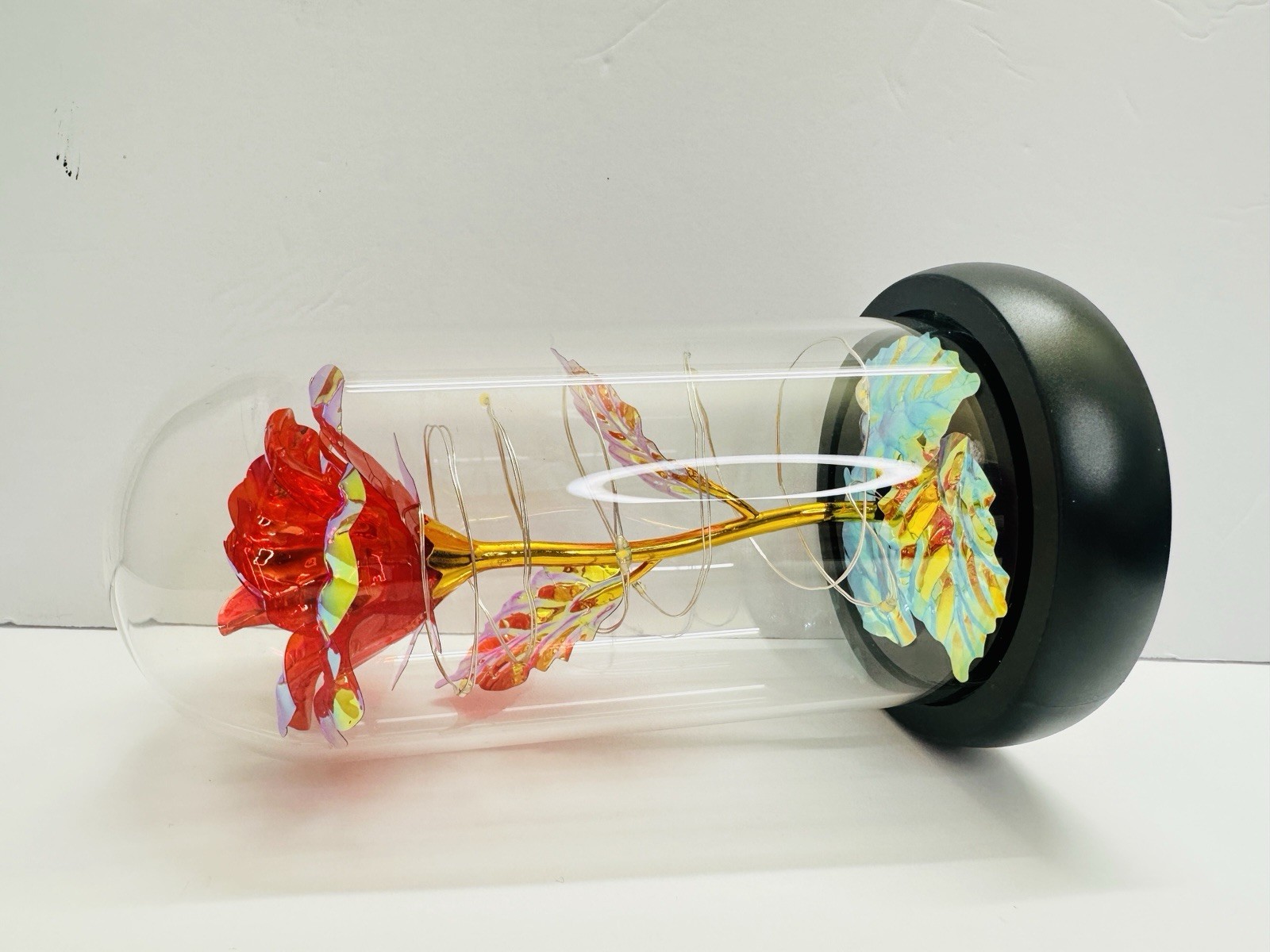 Forever Light up Rose in Glass Dome, Enchanted Rose with LED Lamp With Gift Card