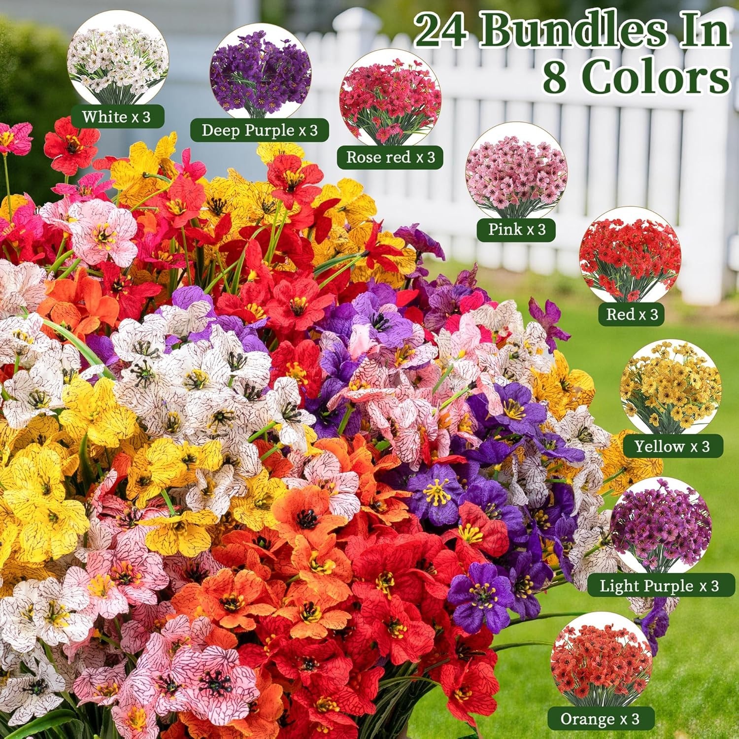 24 Pack Eco-Friendly Artificial Flowers – Perfect for -Round Event Styling