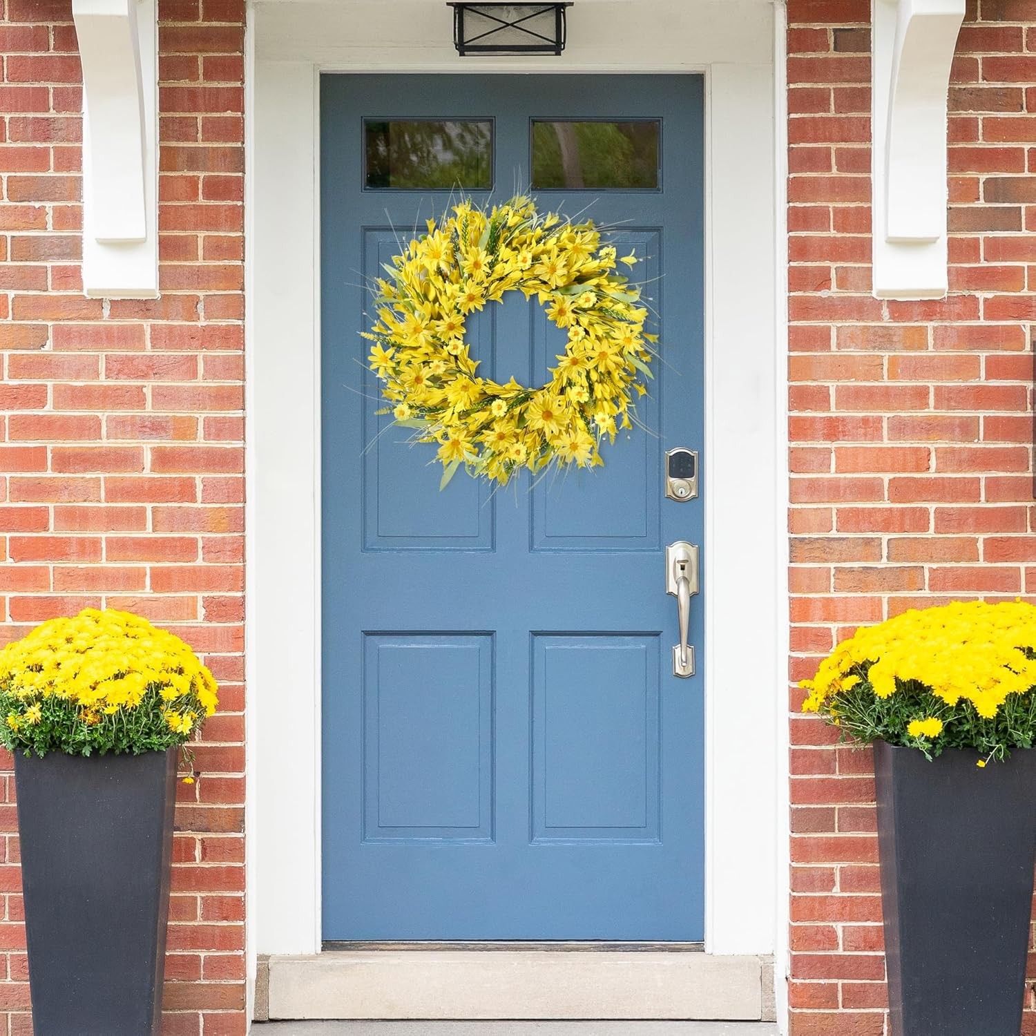Sggvecsy Spring Wreaths for Front Door 21 Inches Artificial Forsythia Flower …