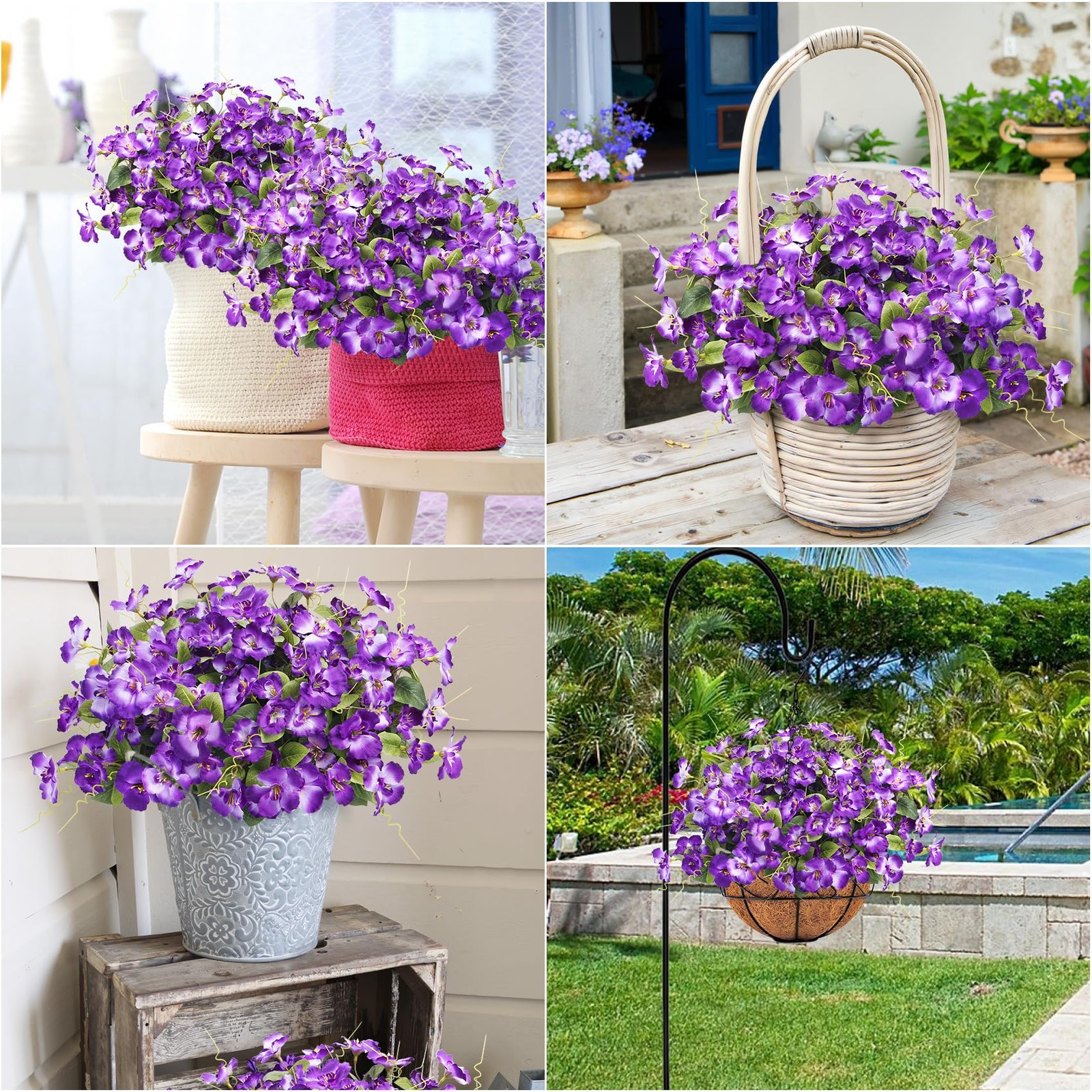 8 Bundles Artificial Hibiscus Flowers for Outdoors Decoration, Faux Silk Flow…