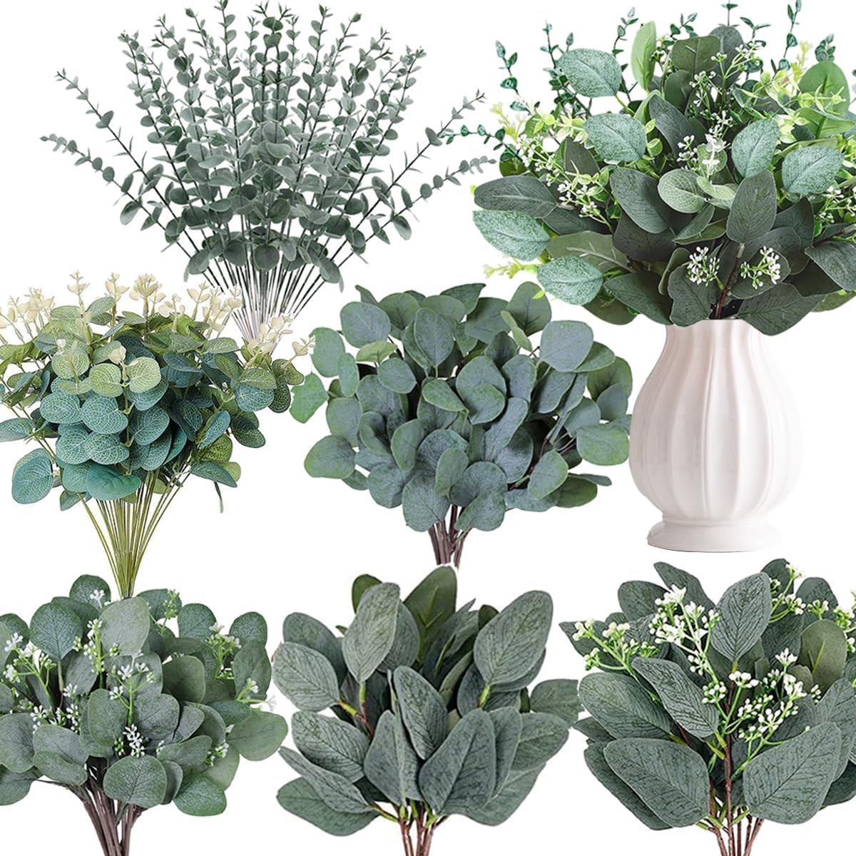 240 Pcs Mixed Eucalyptus Leaves Picks for Wedding Floral Arrangements Decor