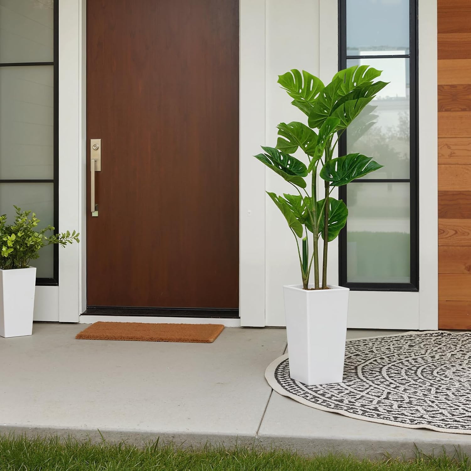 4.5FT Artificial Monstera Plant Faux Tropical Palm Tree Tall Planter Decor Tree