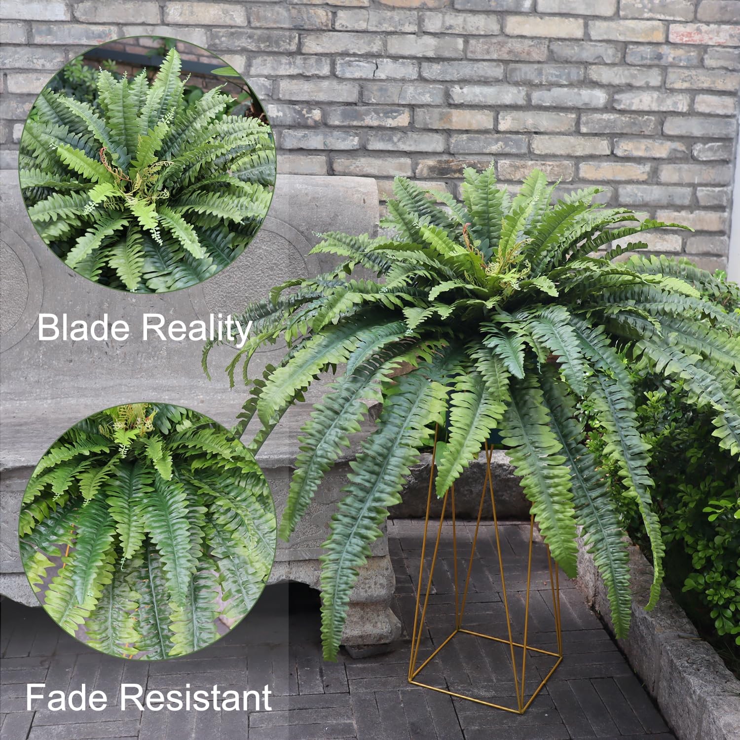 Artificial Fern for Outdoor Large 68″ Fake Fern Artificial Plants UV Resistant F