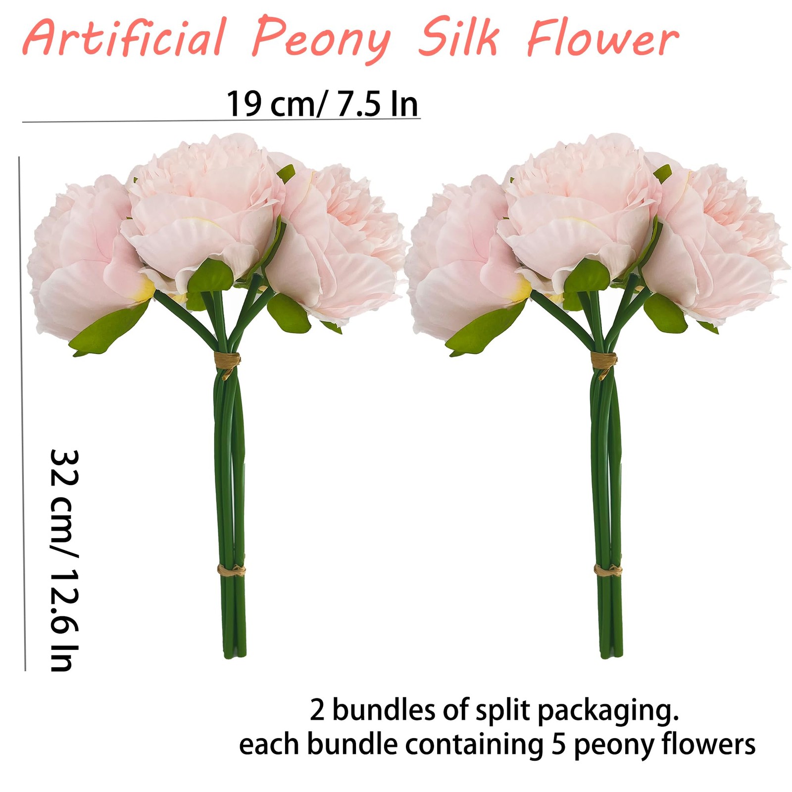 2 Bouquet 10 Heads Artificial Silk Peony Fake Flowers Wedding Party Decor
