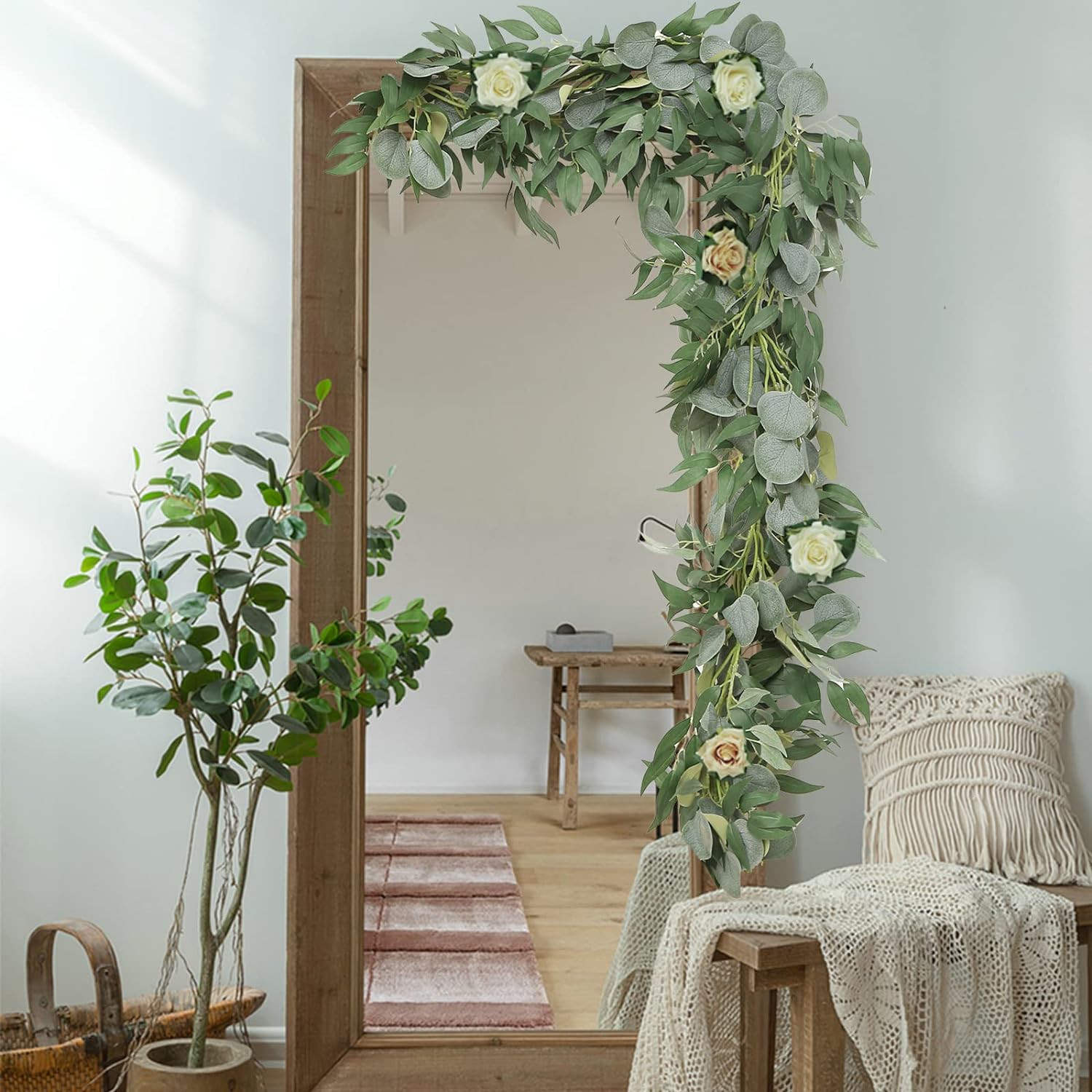 6 Pack Faux Eucalyptus Garland 6.5ft for Wedding Arch & DIY Decor