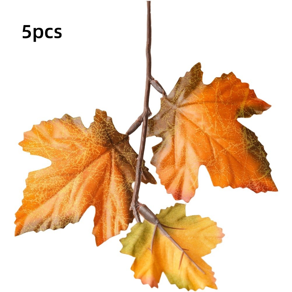 5pcs Artificial Maple Flower Bouquet for Living Room Bedroom Office Decor