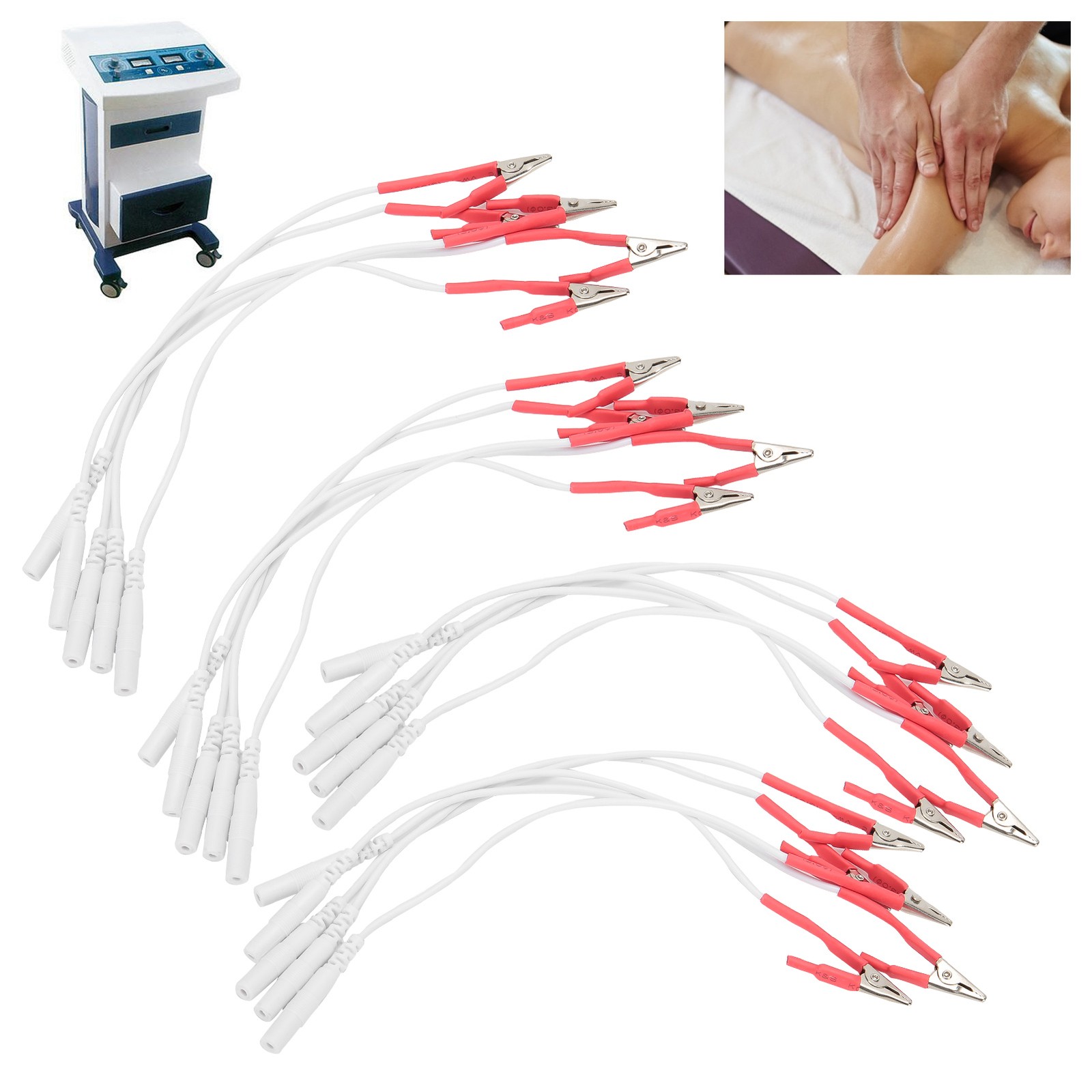 20pcs Clip Electrode Wires Durable For TENS Unit Therapy