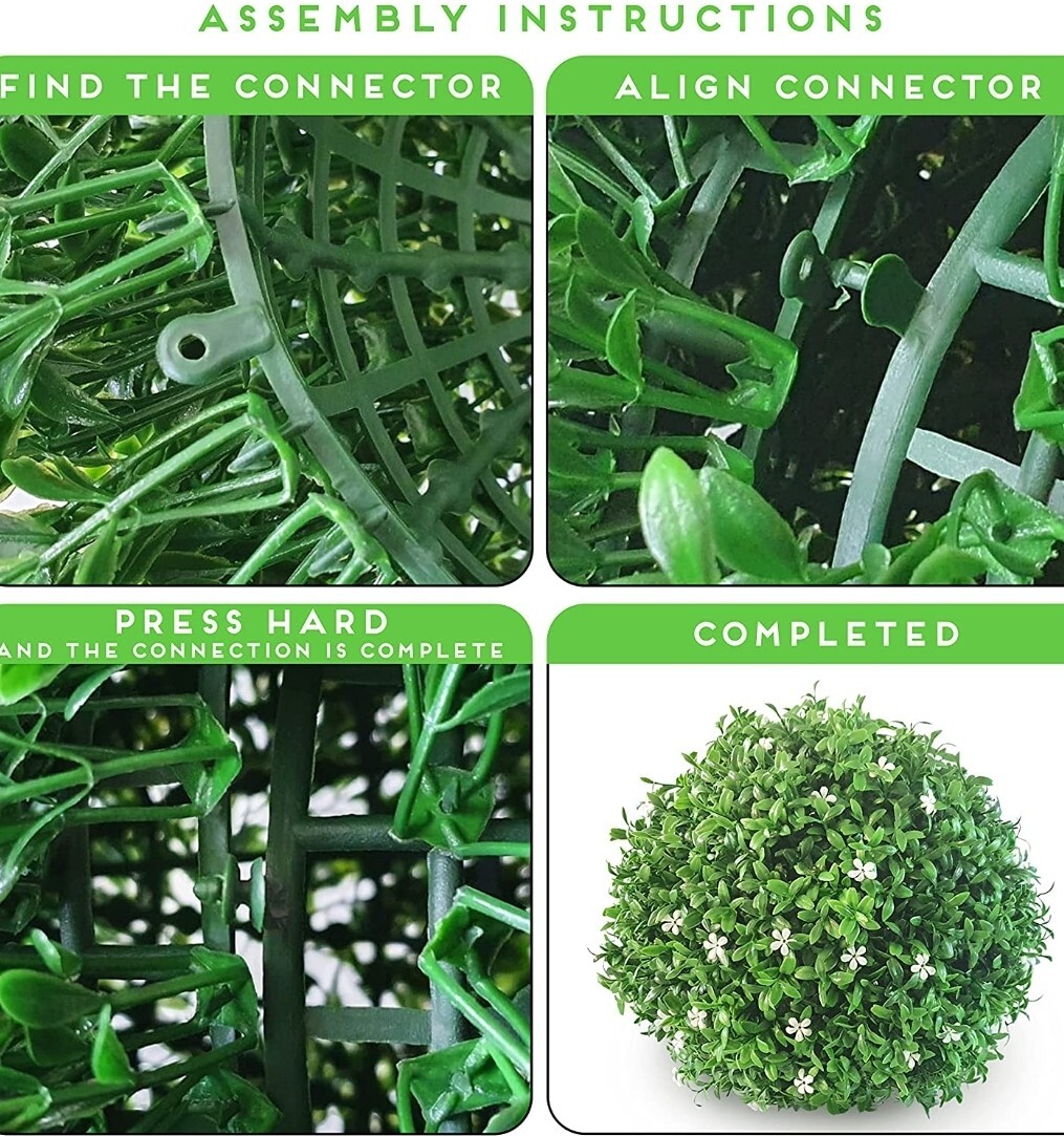 GARDEN SPHERES 13.8 Inch Topiary Balls Set If Two With White Flowers