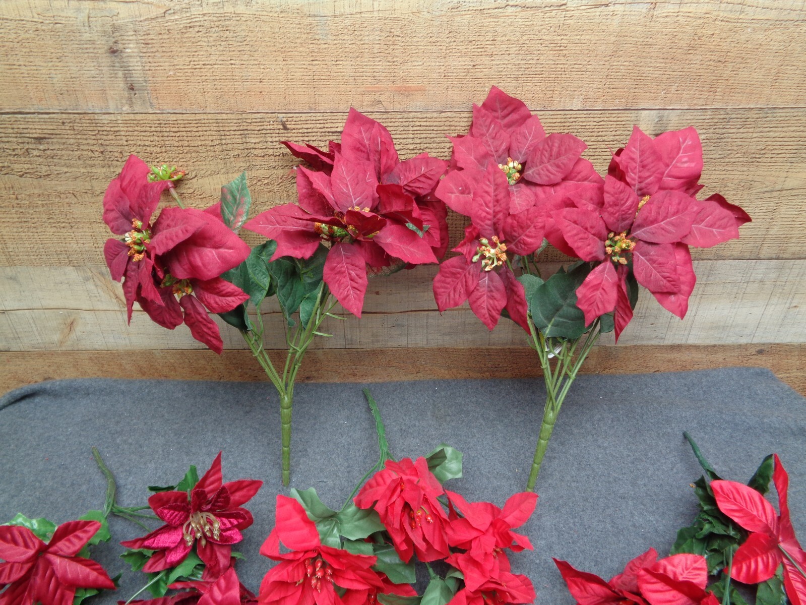 7- Poinsettia Artificial Silk Floral Stems