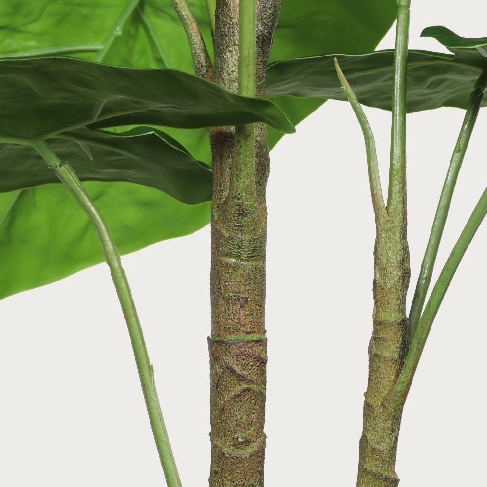 30” Artificial Tropical Alocasia Leaf Plant With White Pot 2pc/set