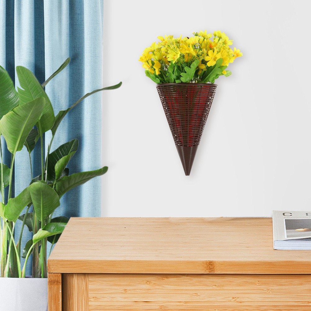 Realistic Yellow Artificial Flower Basket for Door Hanging Decorative Display