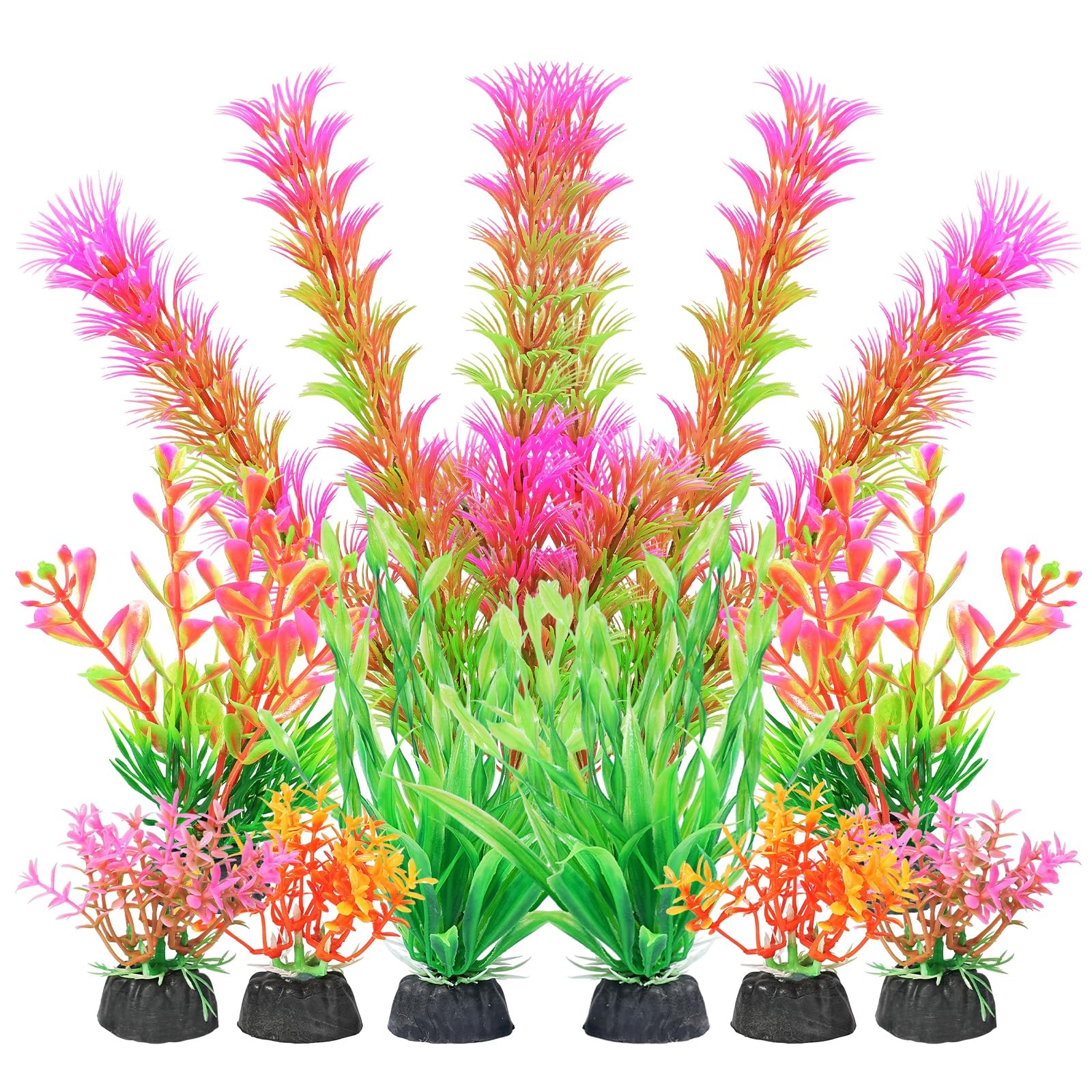 10 PCS Artificial Fish Tank Plants Aquarium Decorations Pink Plastic Accessory