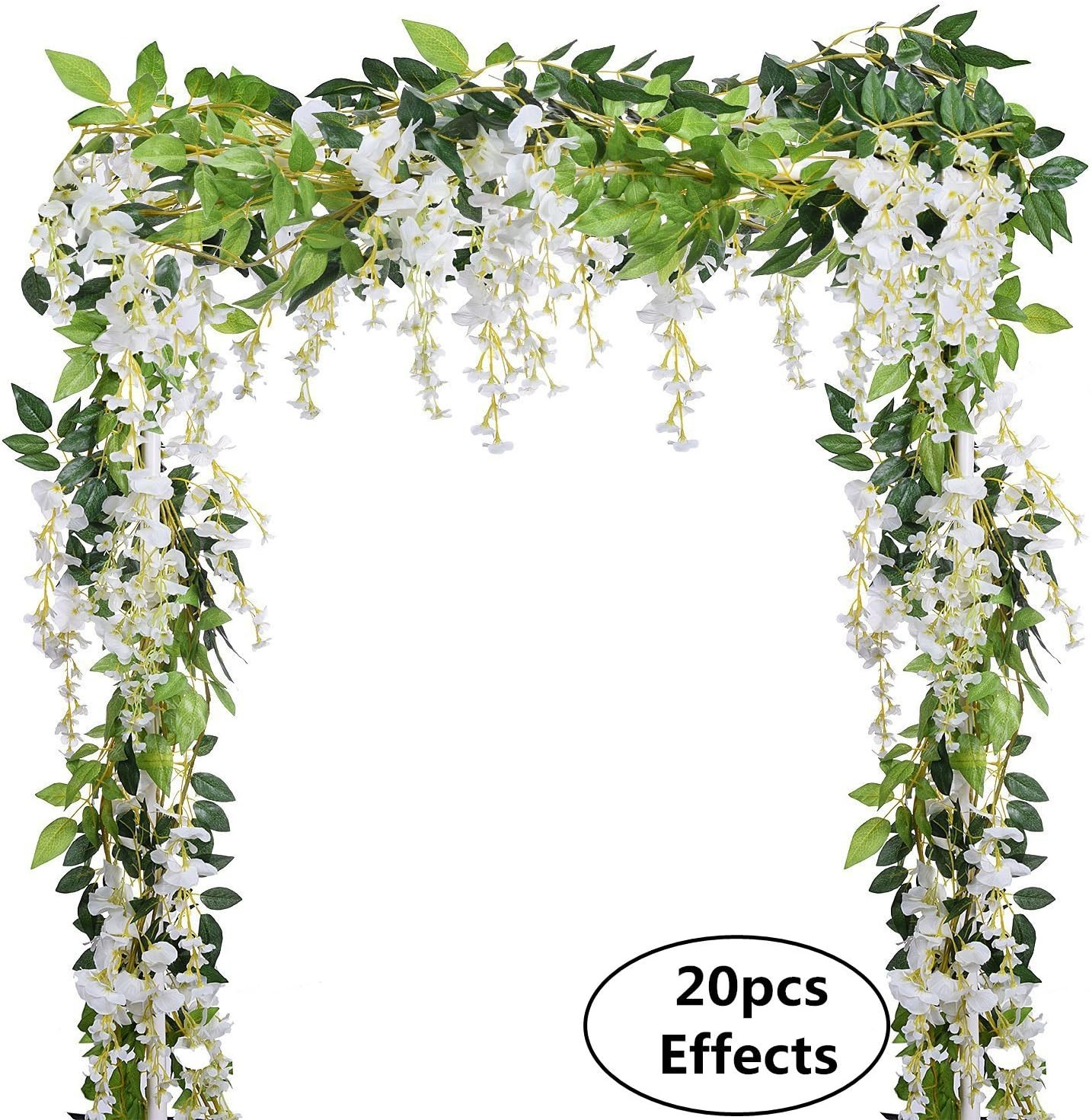 4Pcs 6.6Ft/Piece Artificial Flowers Silk Wisteria Garland Artificial Wisteria Vi