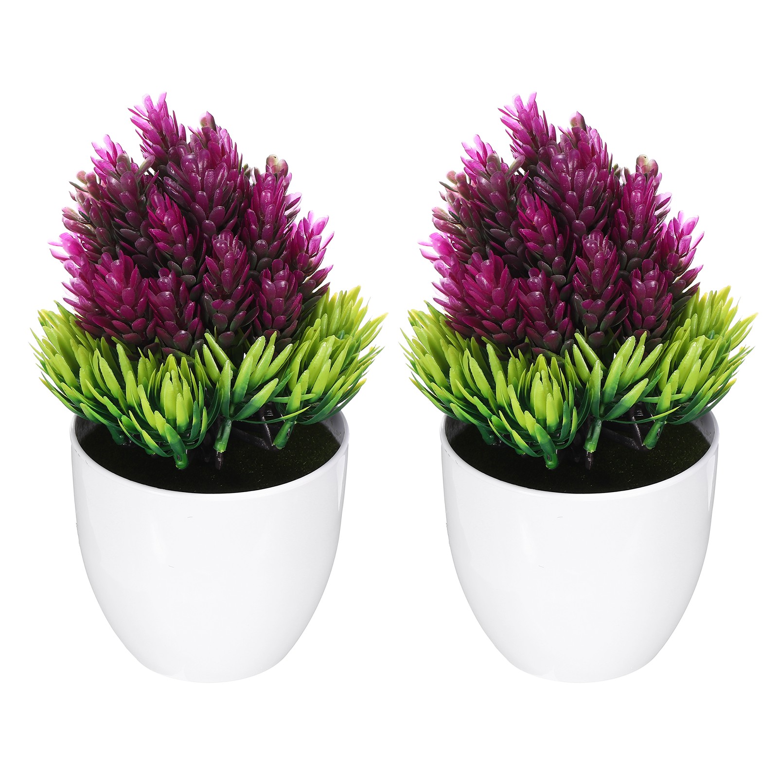 Mini Potted Decorative Fake Plants 2Pcs – for Home Bedroom, Magenta