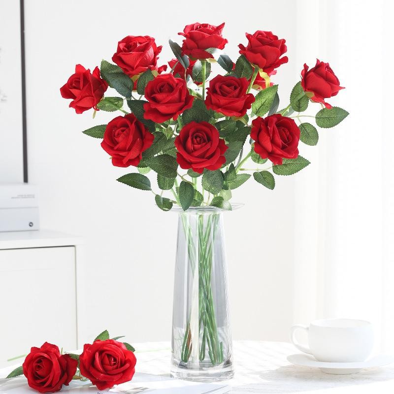 5pcs Rose Artificial Flowers Bouquet Silk Fake Flower for Home Decor Garden Wedd