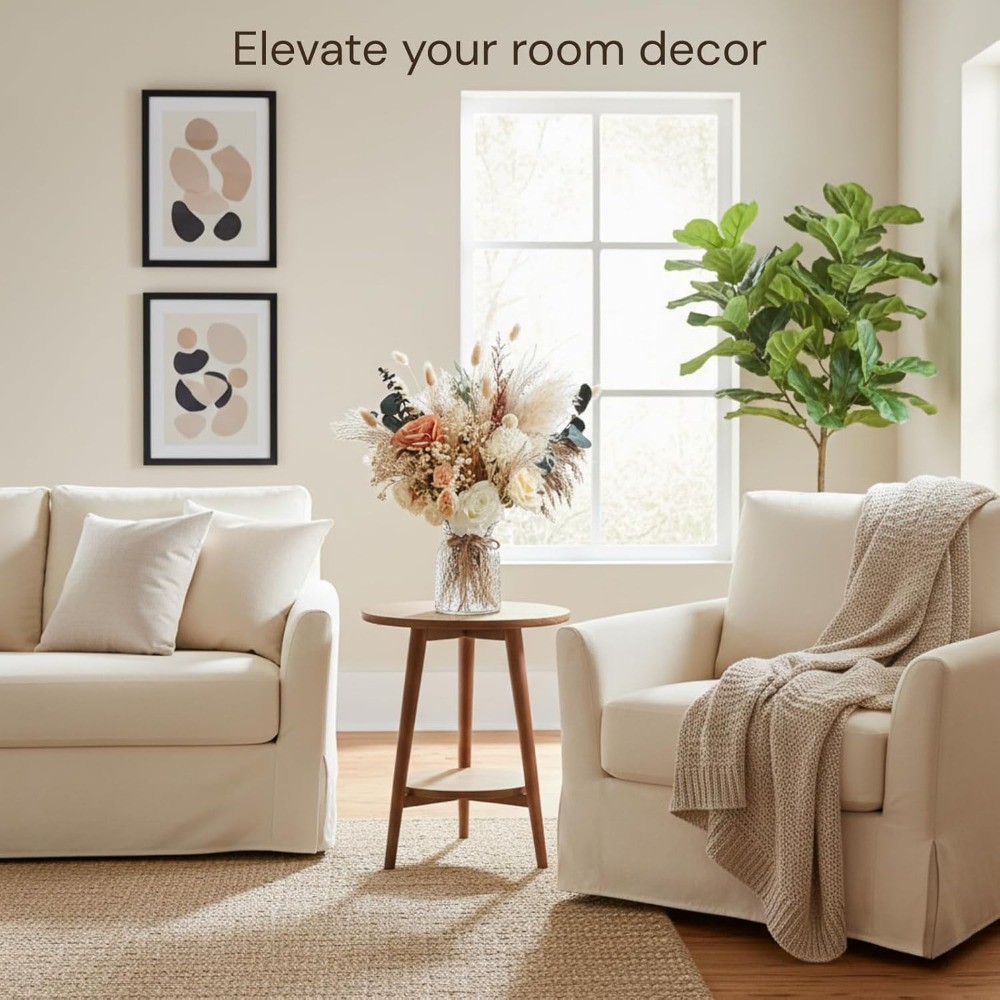 Luxury Pampas Grass Floral Arrangement with Vase Boho Centerpiece Decor