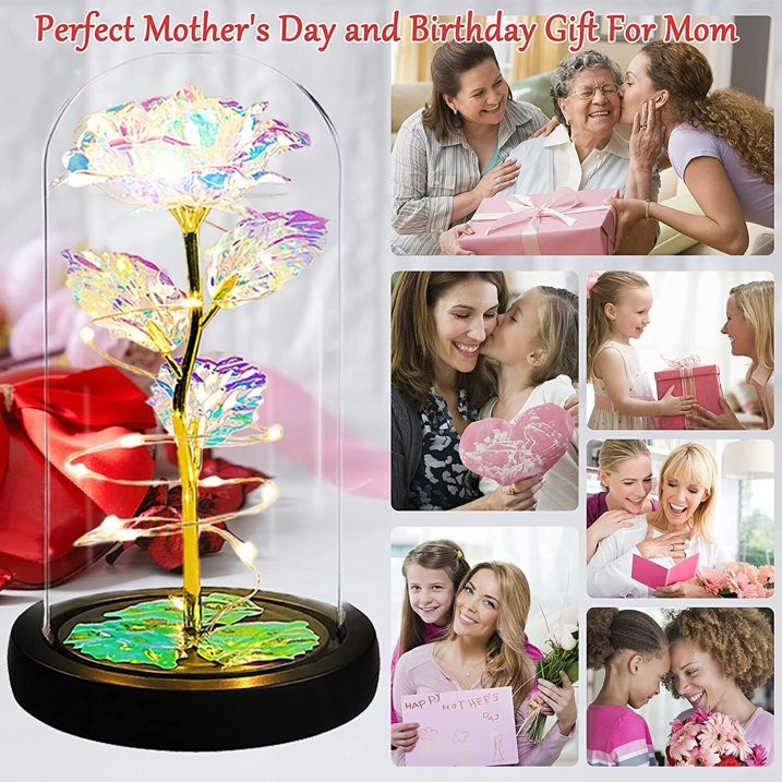 Eternal Forever Galaxy Rose Flower In Glass Dome LED Light Valentine’s Day Gift