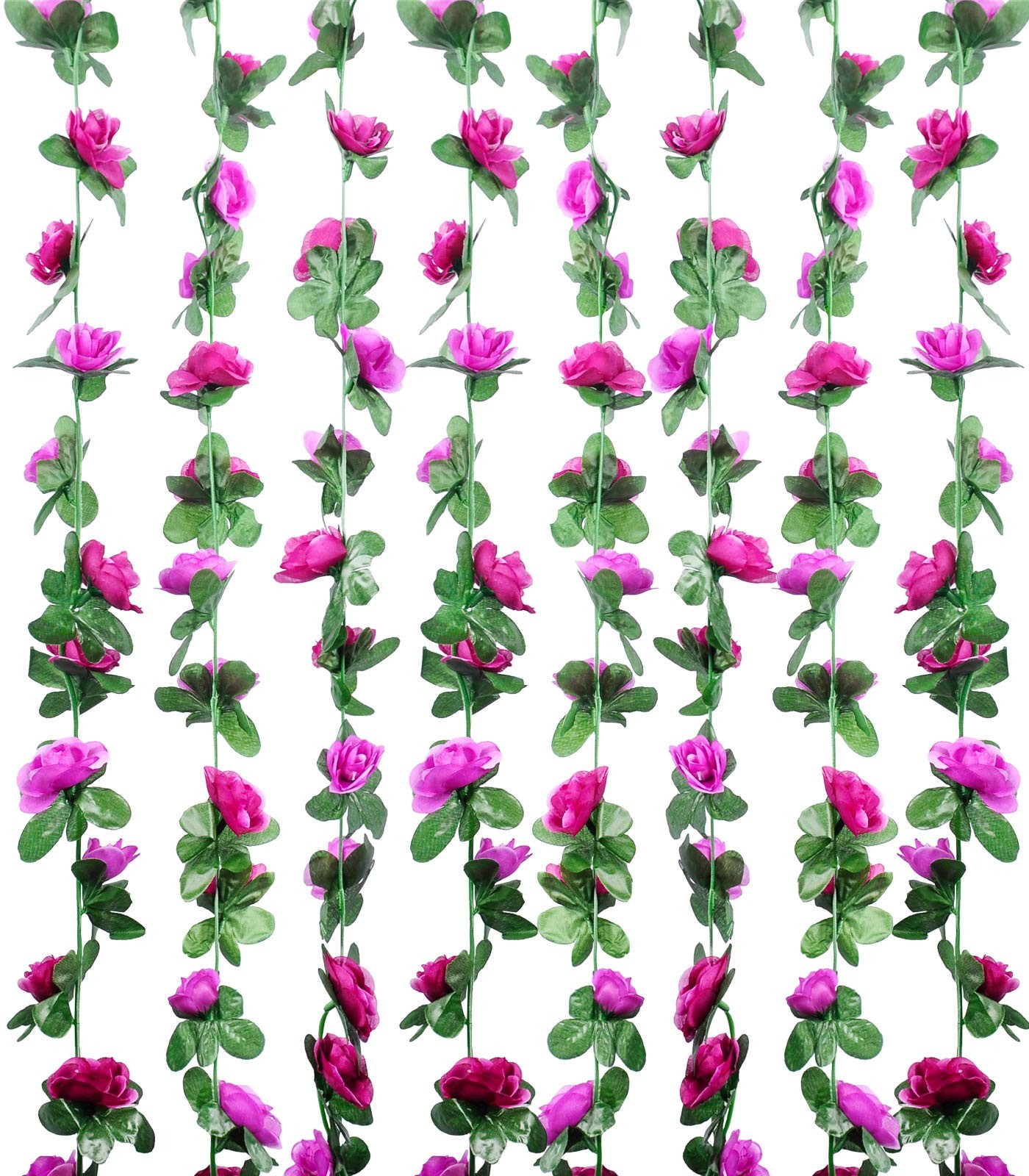 8Pcs 66FT Purple Flower Garland, Artificial Rose Floral Vines Fake Hanging Sp…