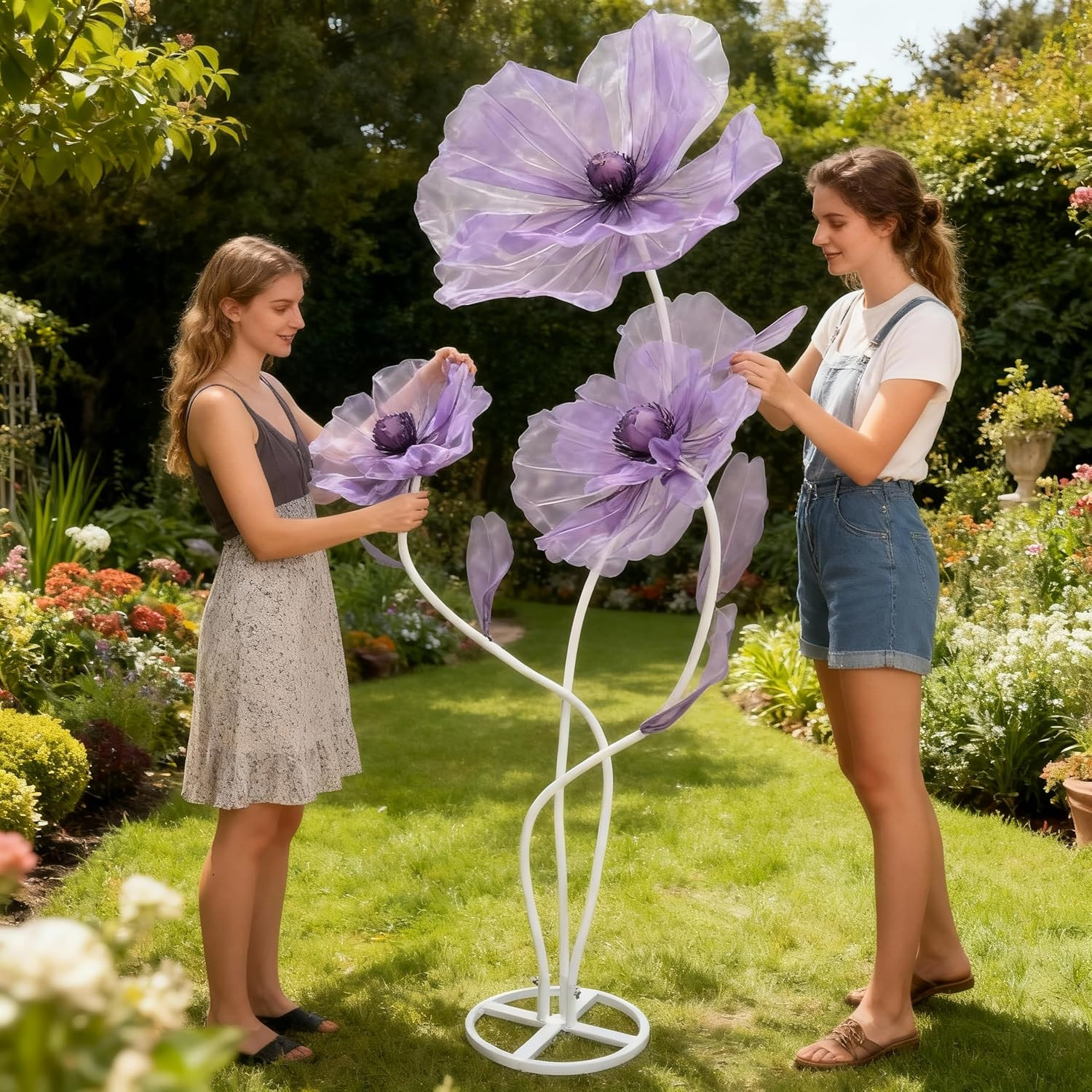 Purple Giant Silk Flowers – 3-Head Artificial Decor for Weddings & Parties