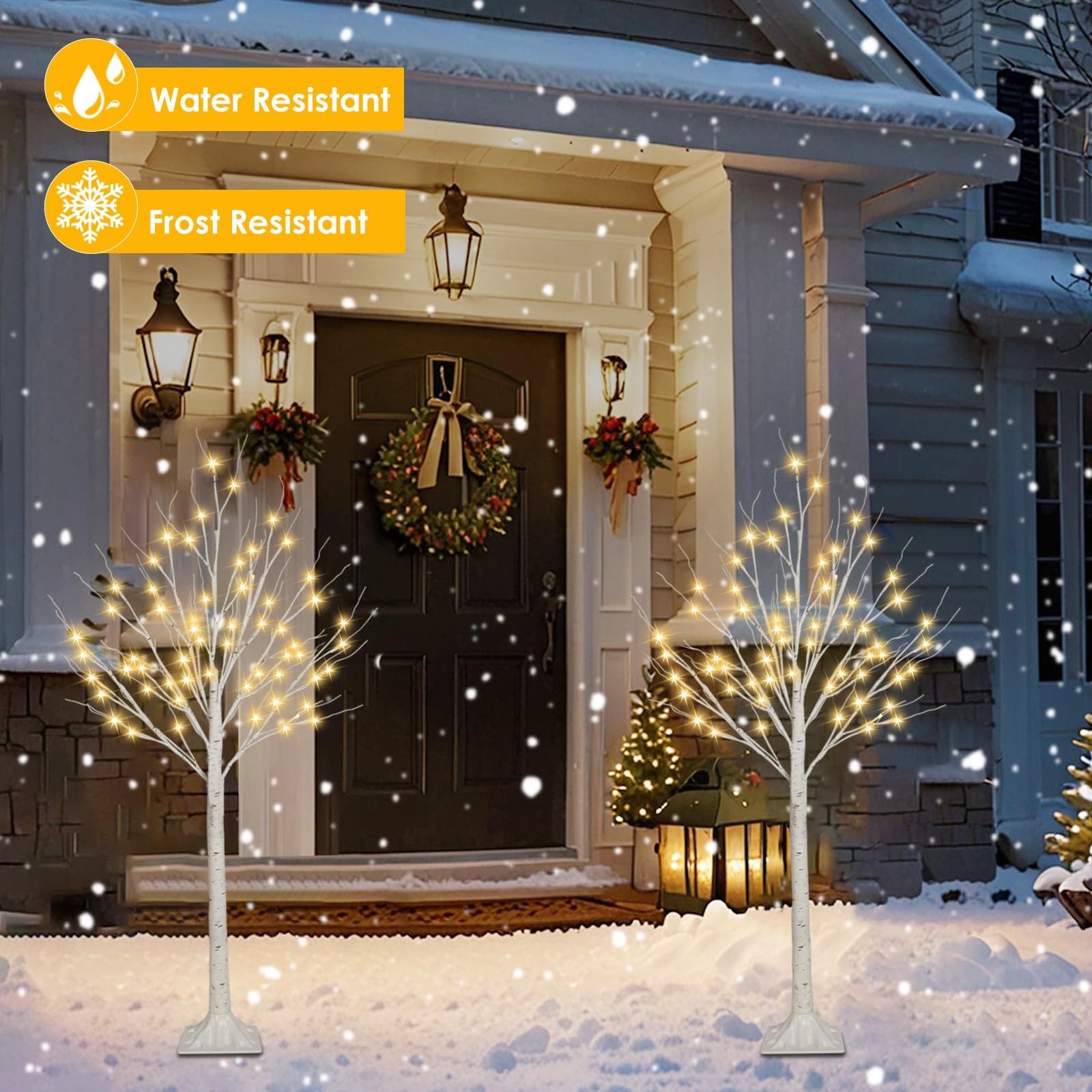 2 Pack 4FT 100LED Christmas Lighted Birch Tree, Timer Function Prelit Artific…