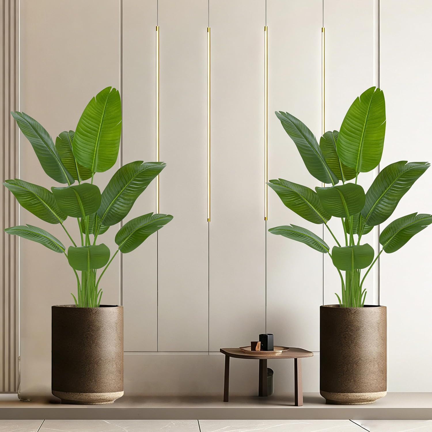 2 Pack 5FT Artificial Bird of Paradise Plant in White Pot for Home Decor