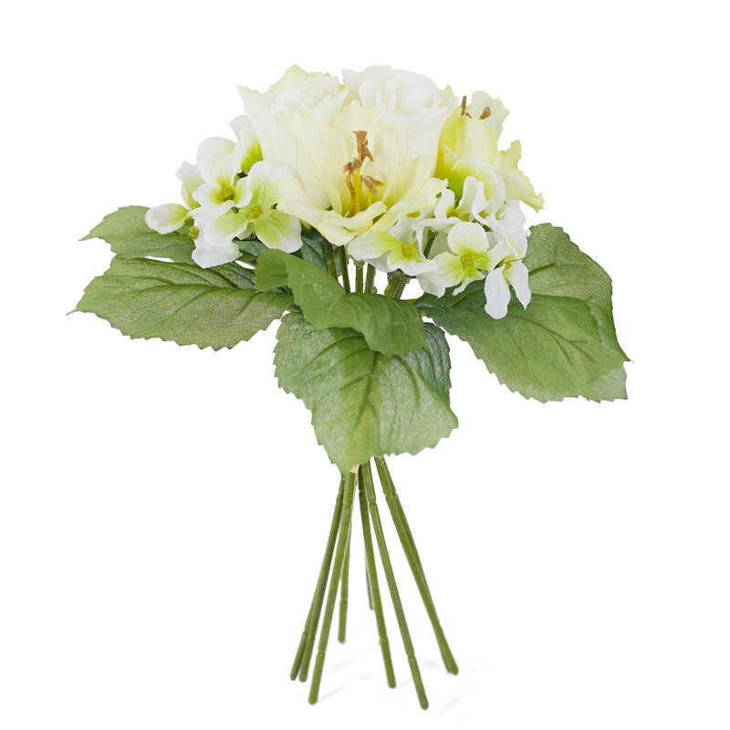 Set of 2 Cream Artificial Rose, Hydrangea, and Daylily 9-1/2″ Floral Bundles