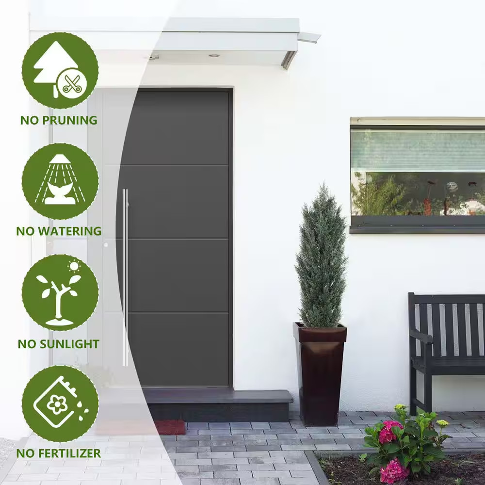 2-Piece 59 In. Artificial Cedar Tree Monochrome Pines in Pot for Garden