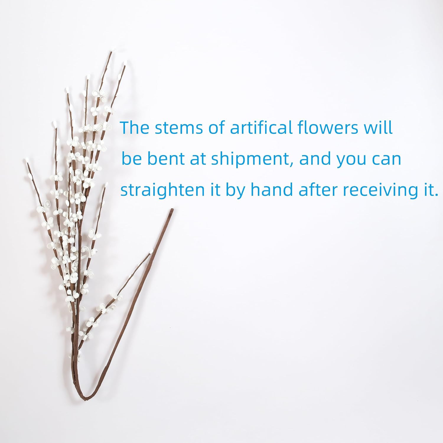 10Pcs Faux Tall Pussy Willow Branches for Home Office Wedding Decor White