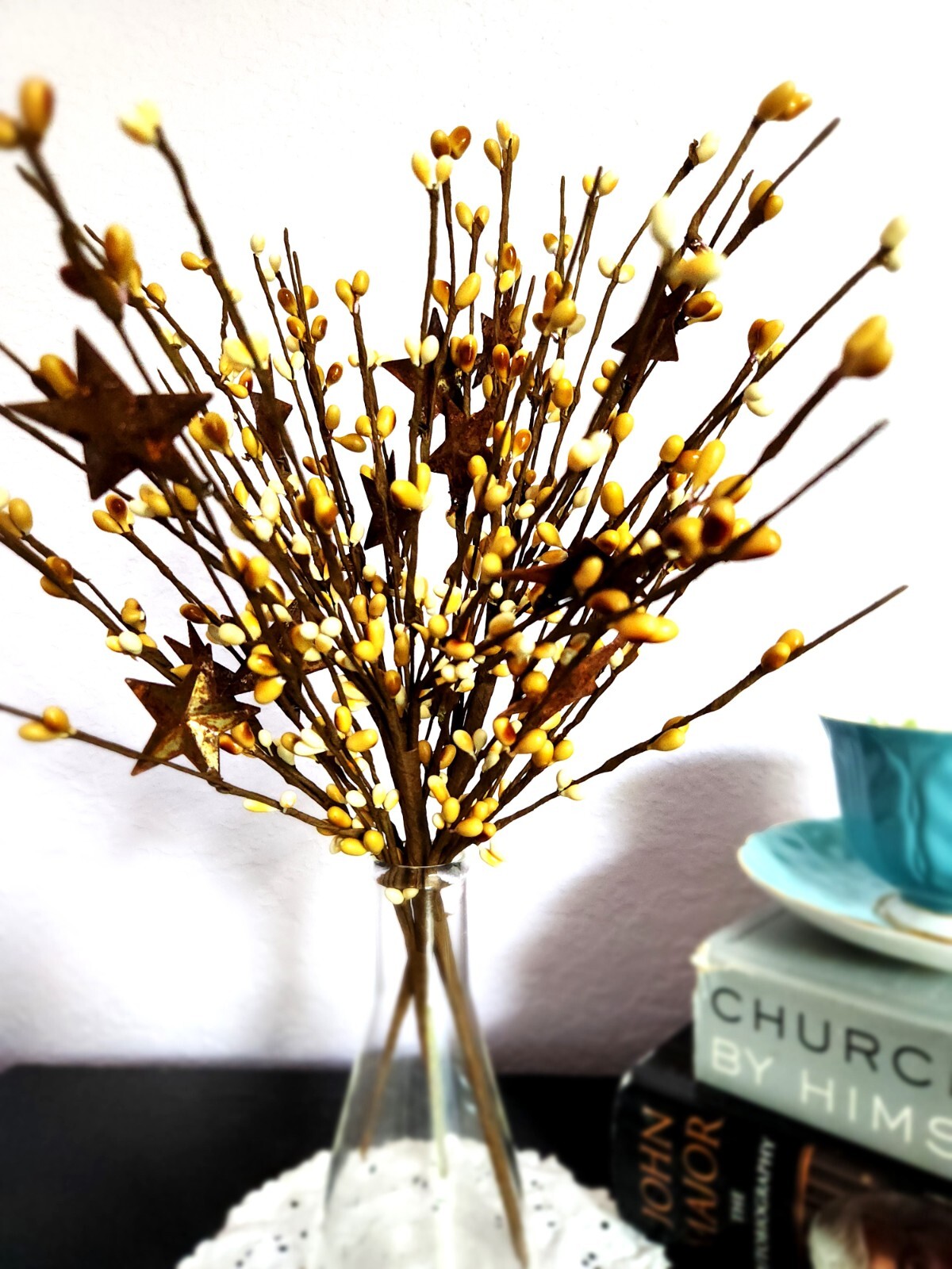 Cream & Mustard Berry Picks Artificial Berries Spray Home / Holiday Decor N527