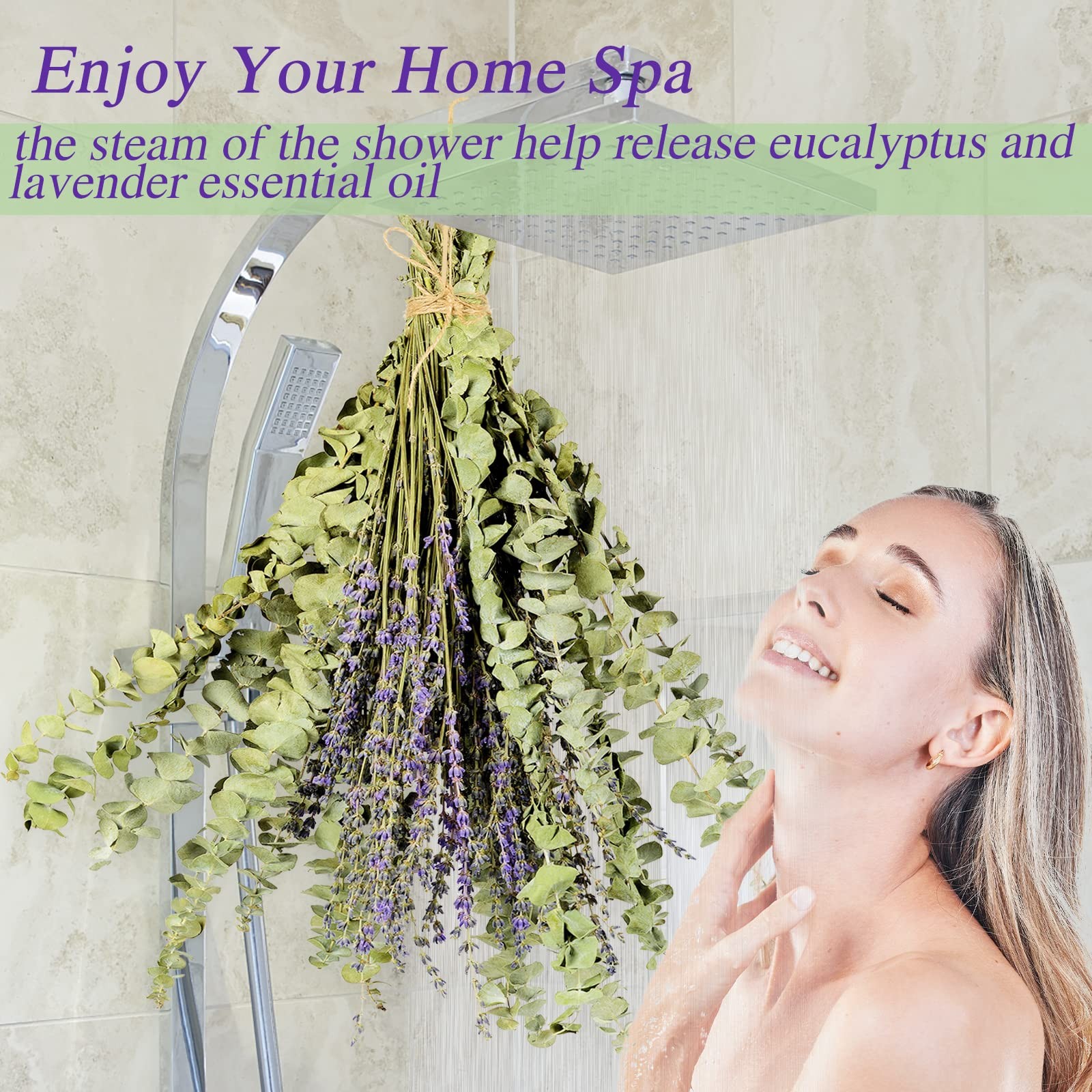 115 PCS Dried Eucalyptus Stems & Lavender Flowers Bundle for Shower, 17”