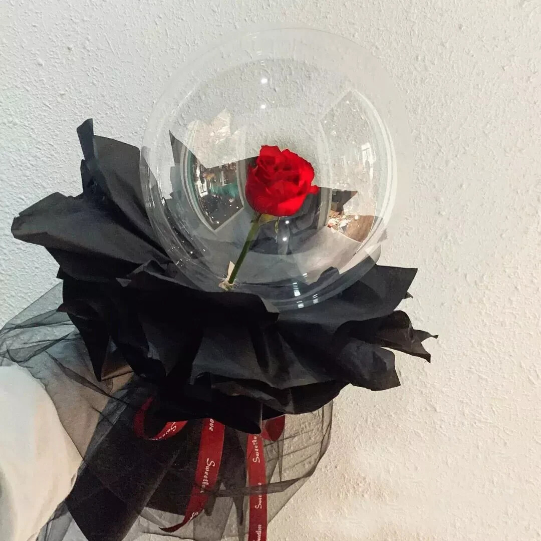 Valentine’s Day LED Light Balloon Red Rose DIY Flower Bouquet Gift – 3 Set/Order