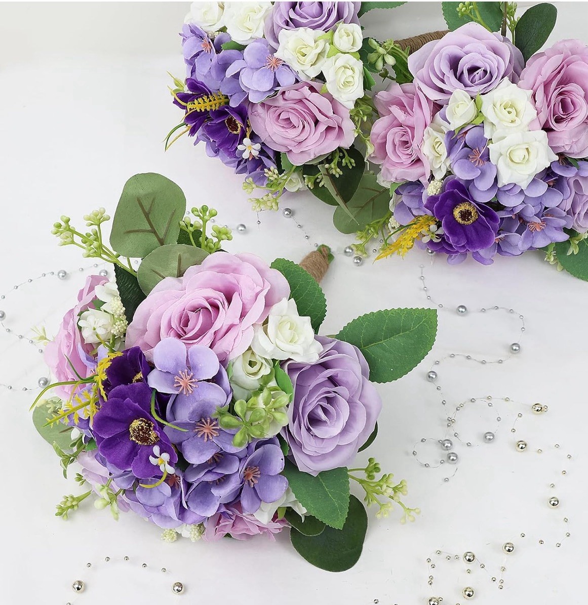 Wedding Bouquet Bride Bridal Bridesmaid Centerpiece Artificial Flowers Lilac