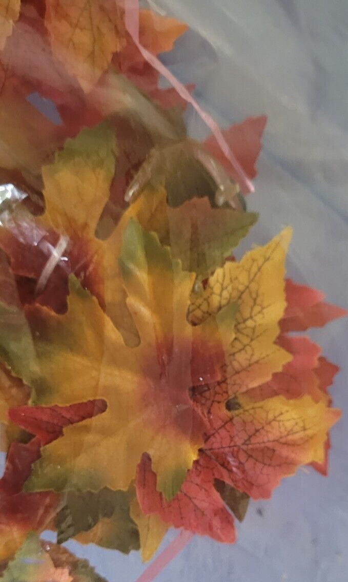 Lot of Fake Fall Leaves Yellow Red Green Veins Decorative Holiday Thanksgiving