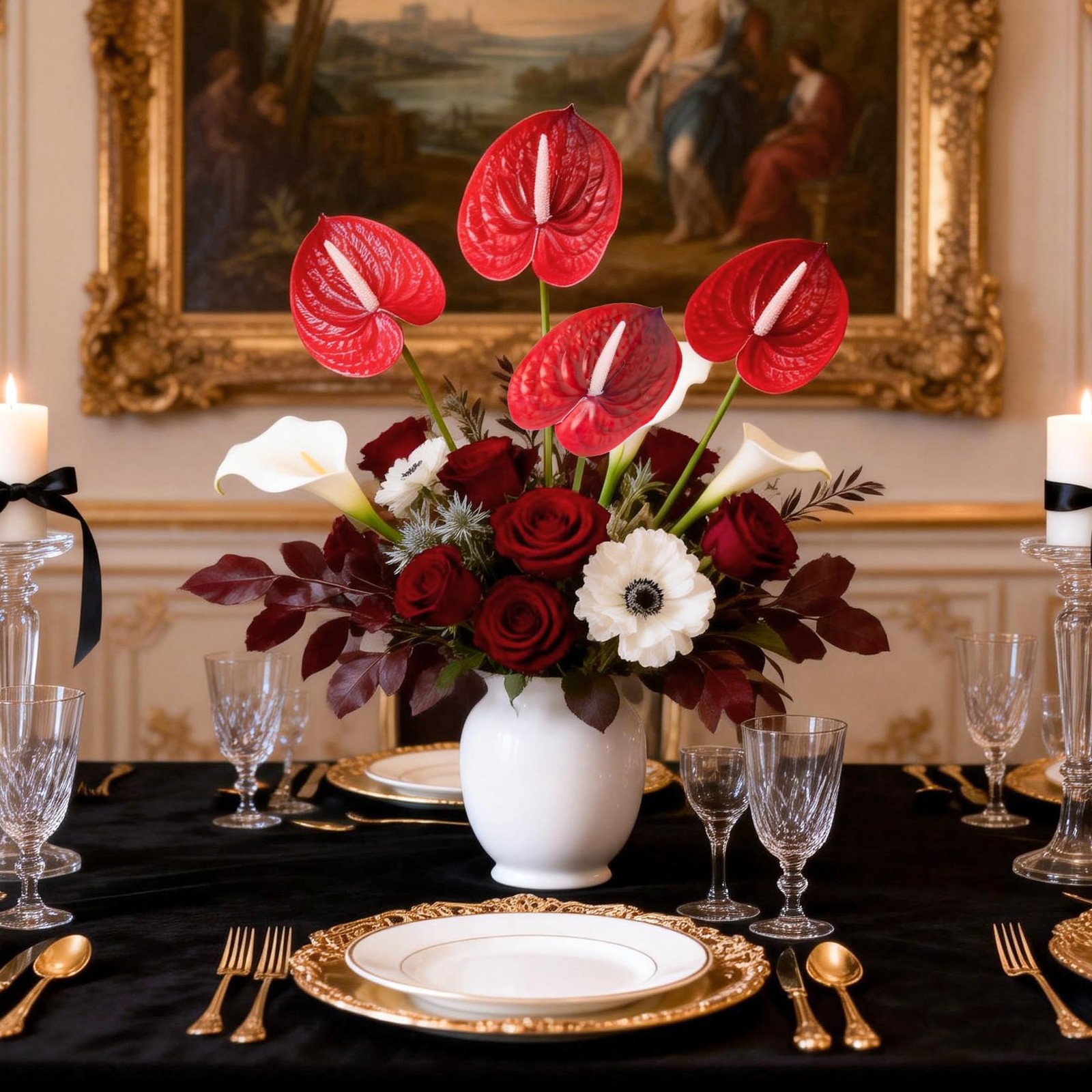 4PCS Anthurium Artificial Flowers Red Anthurium Single Stem – Tropical Flower…